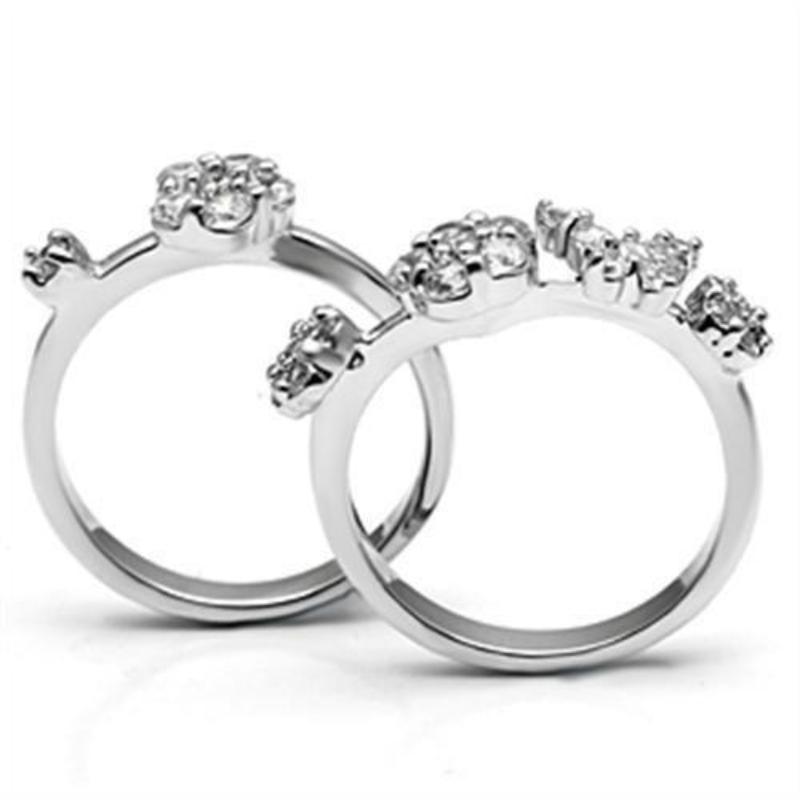 Rhodium Brass Ring with AAA Grade CZ in Clear