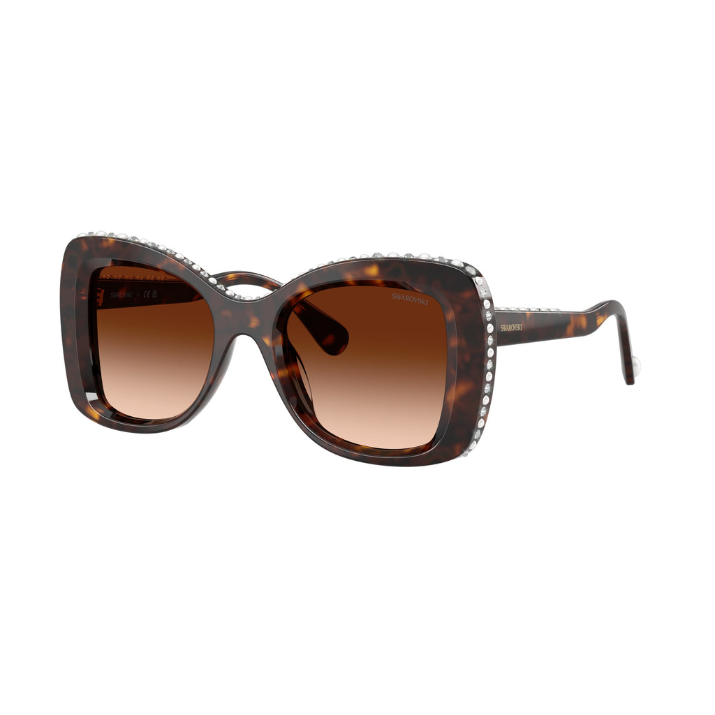 0Sk6062U Oversized Square Tortoiseshell Sunglasses with Crystal Accents
