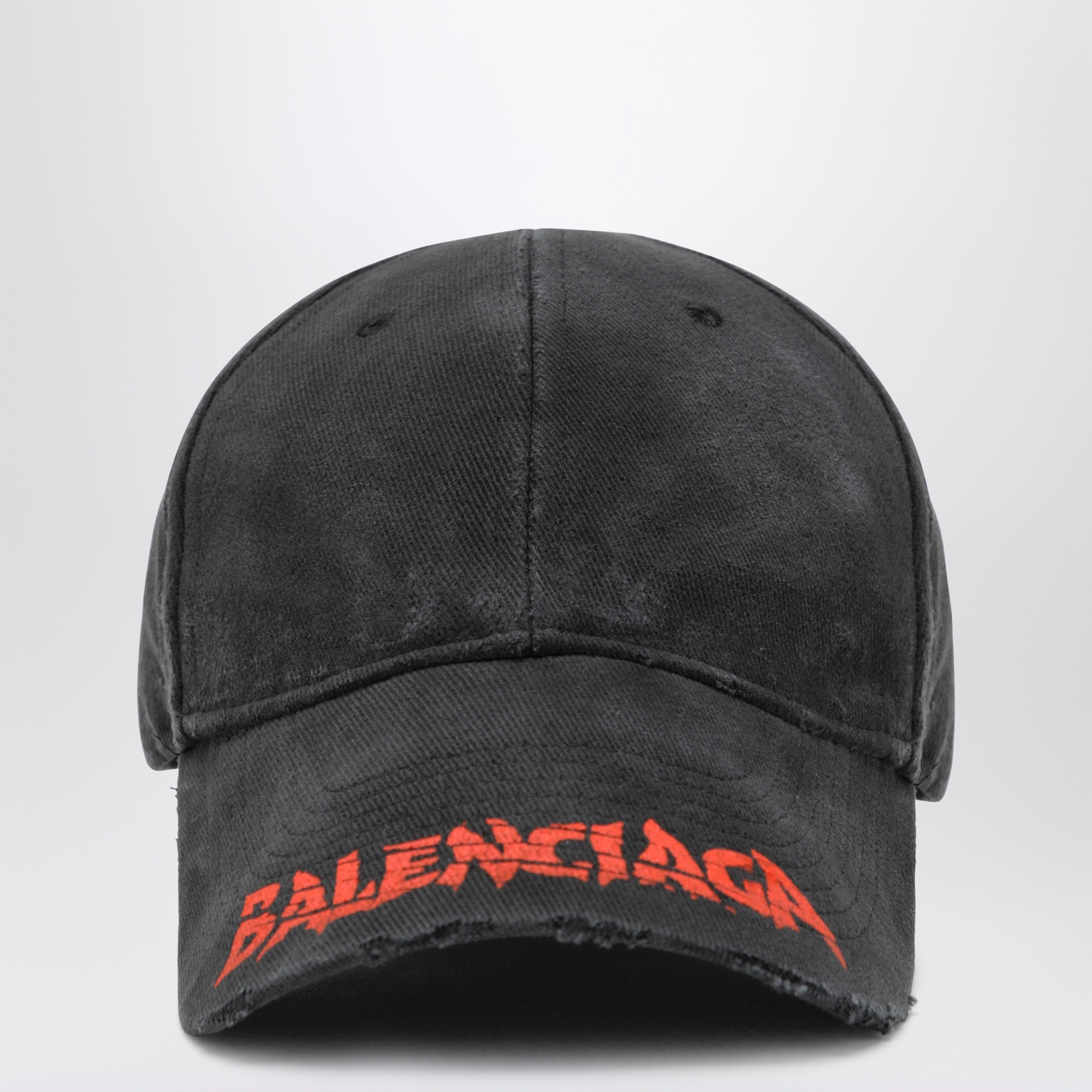 Balenciaga Black Cotton Drill Baseball Cap With Logo Men