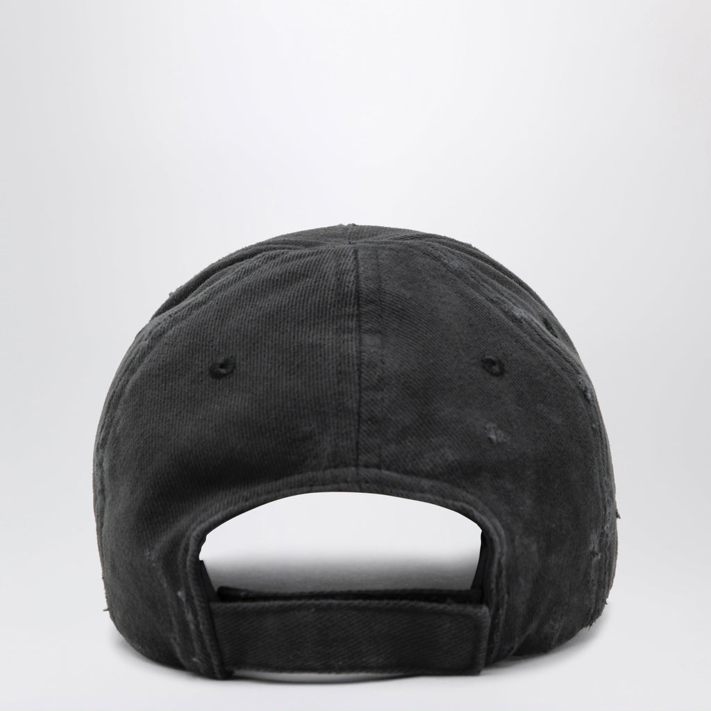Balenciaga Black Cotton Drill Baseball Cap With Logo Men
