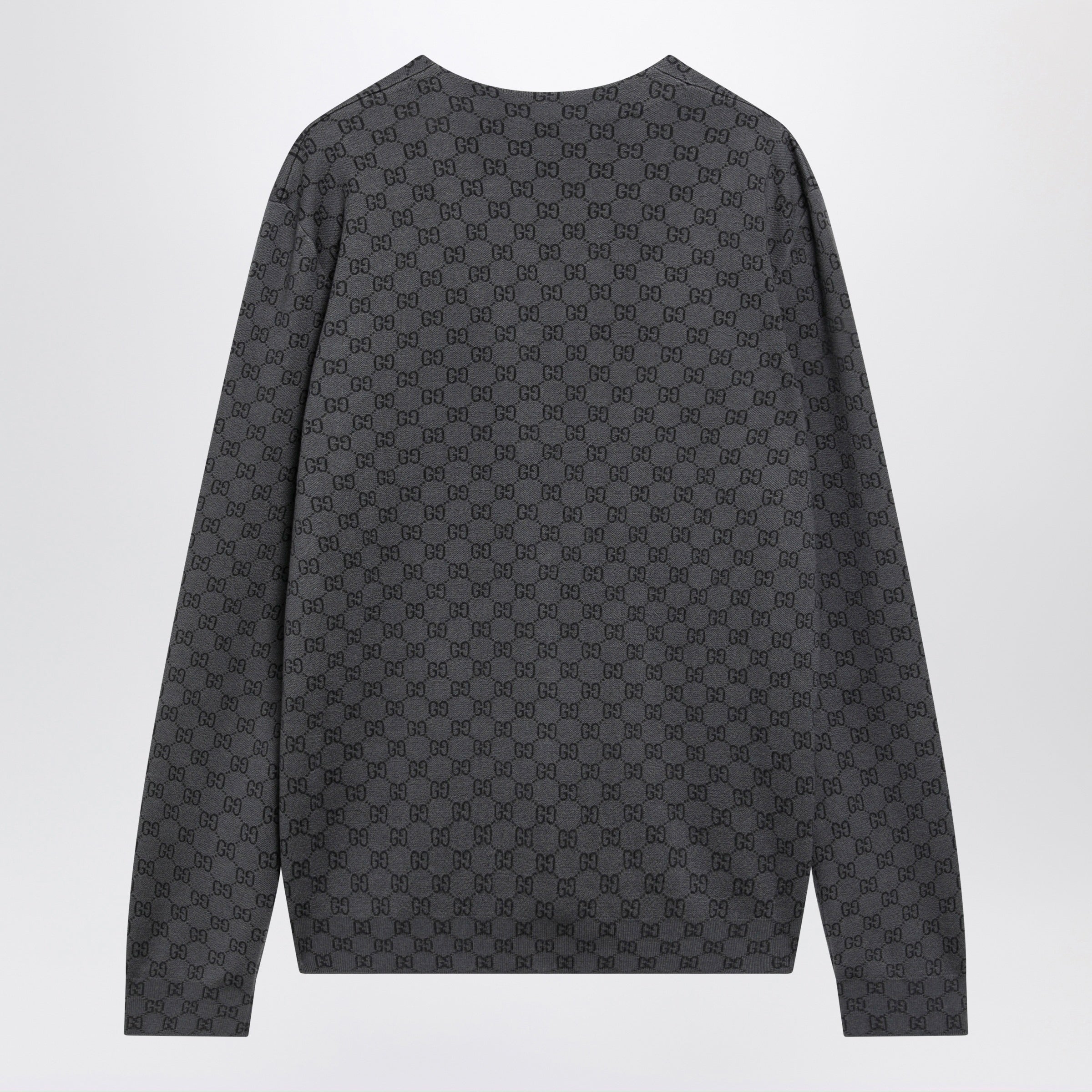 Gucci Grey Wool And Silk Cardigan With Gg Motif Men