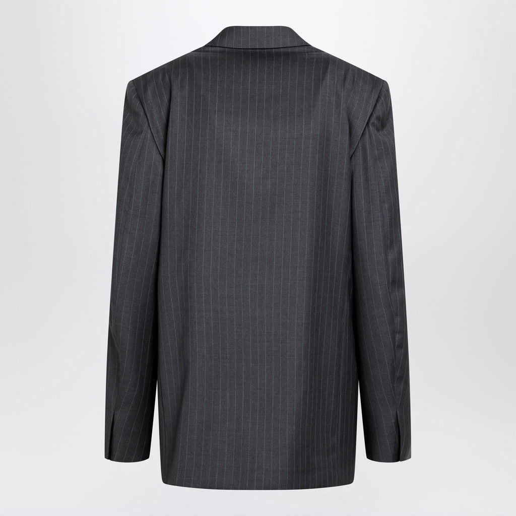 Gucci Grey/Light Blue Pinstripe Wool Jacket Women