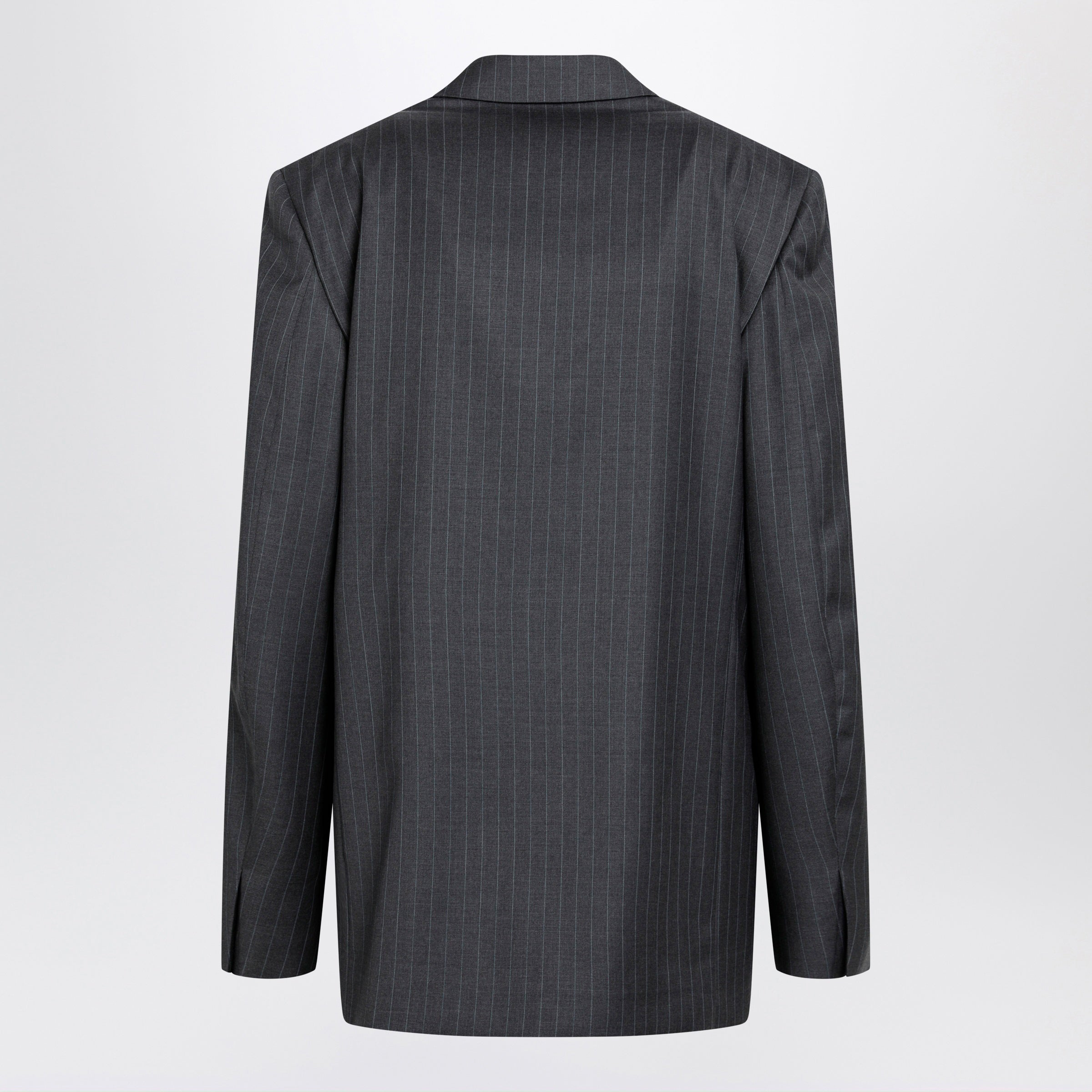 Gucci Grey/Light Blue Pinstripe Wool Jacket Women