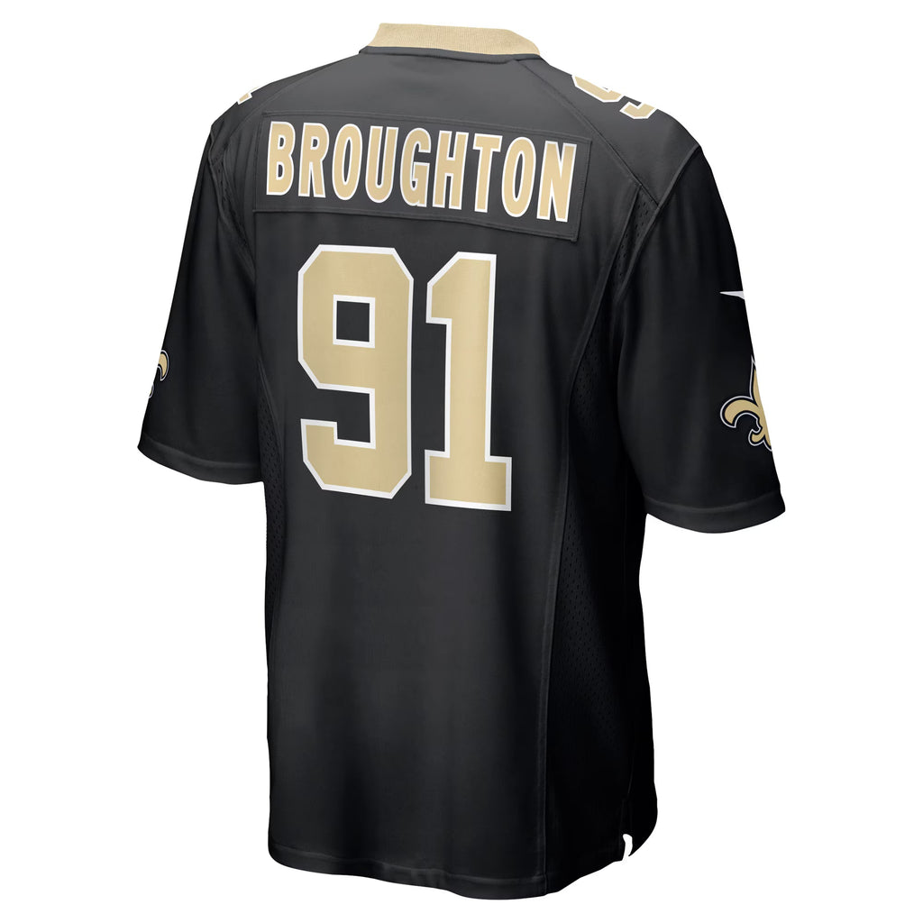 New Orleans Saints Vernon Broughton Black Team Game Jersey