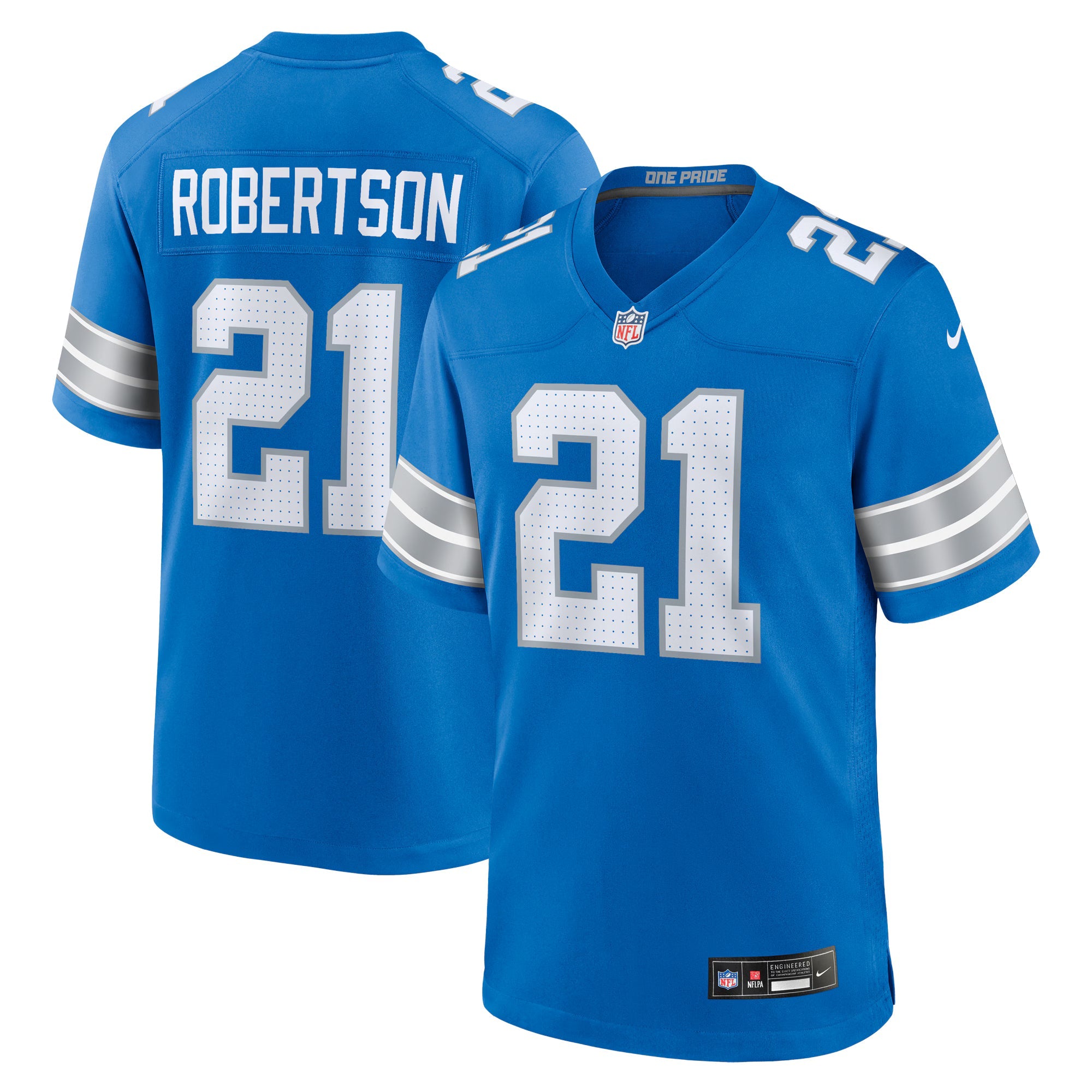Detroit Lions Amik Robertson Blue Game Jersey