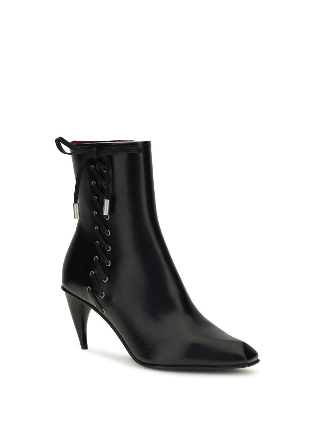 Alexander Mcqueen Women Curved-Heel Ankle Boots With Side Lacing