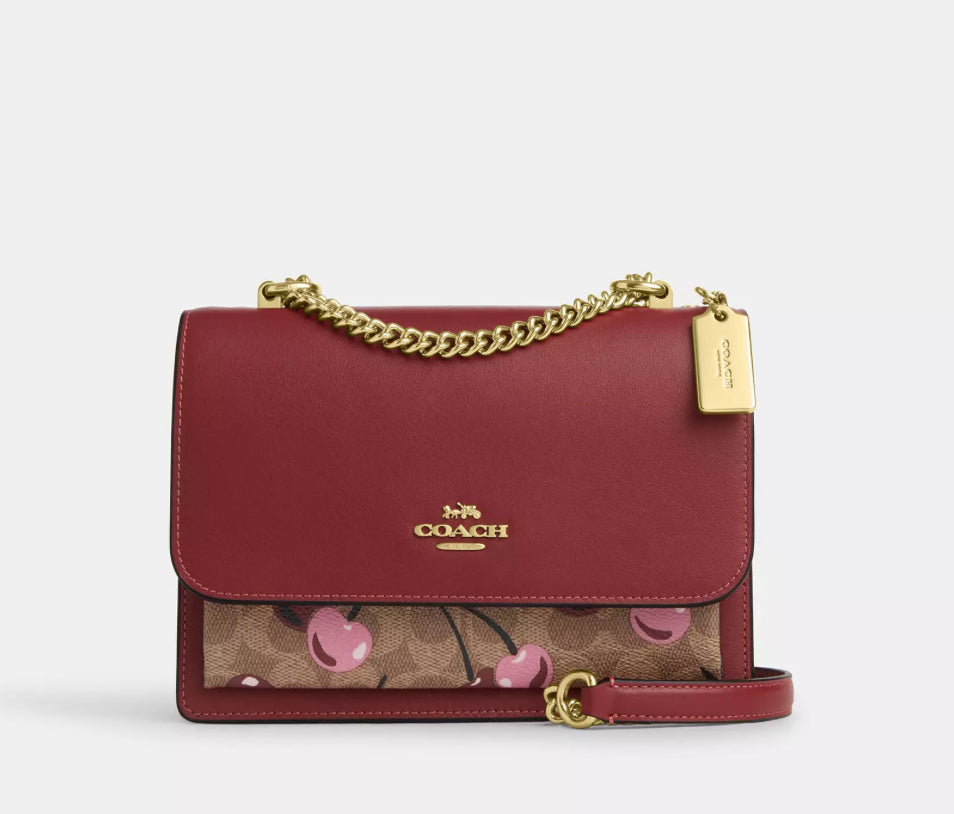 NWT Coach Klare Medium Crossbody in Signature Canvas with Cherry Print