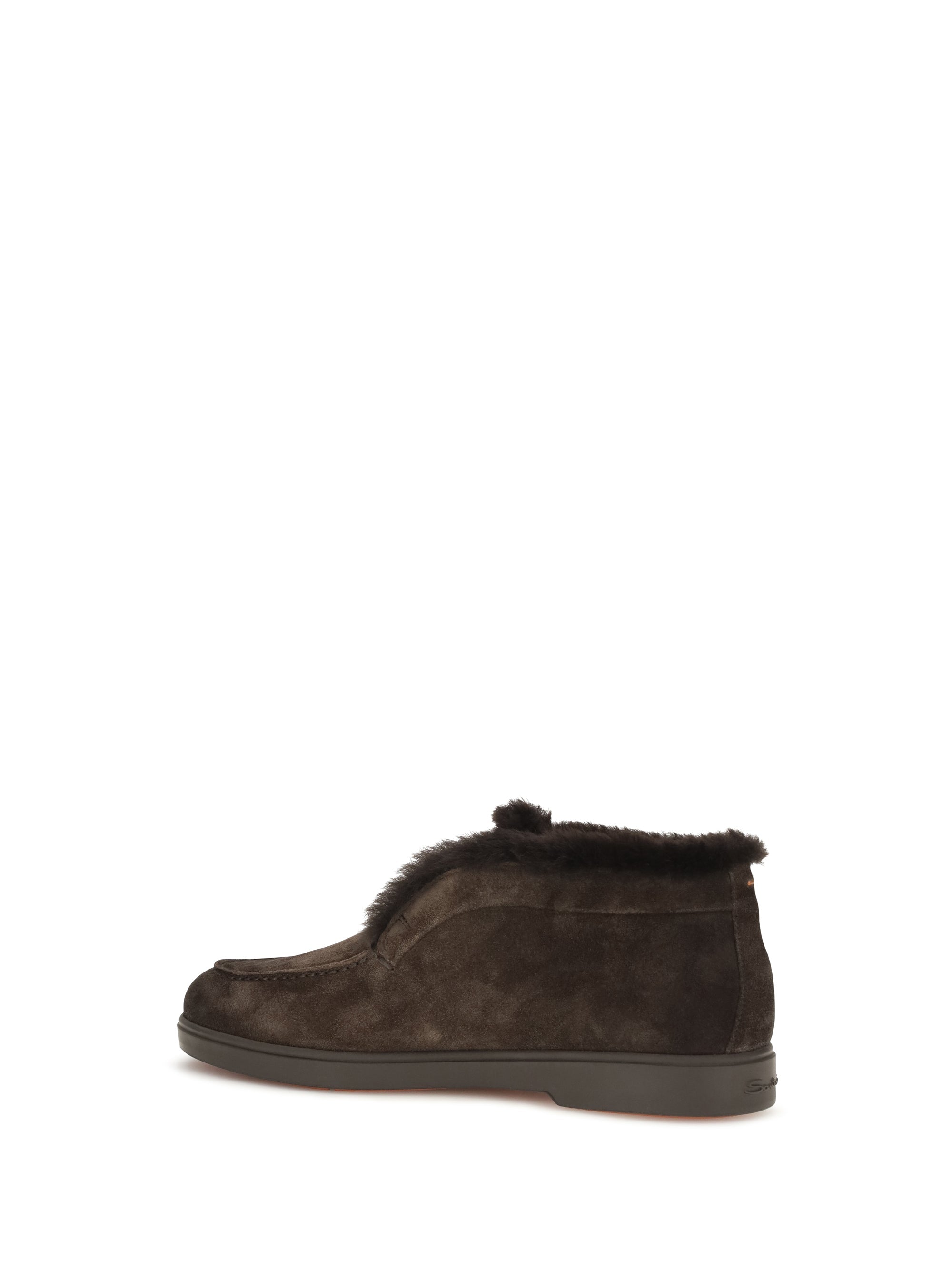 Santoni Women Suede Shearling Ankle Boots