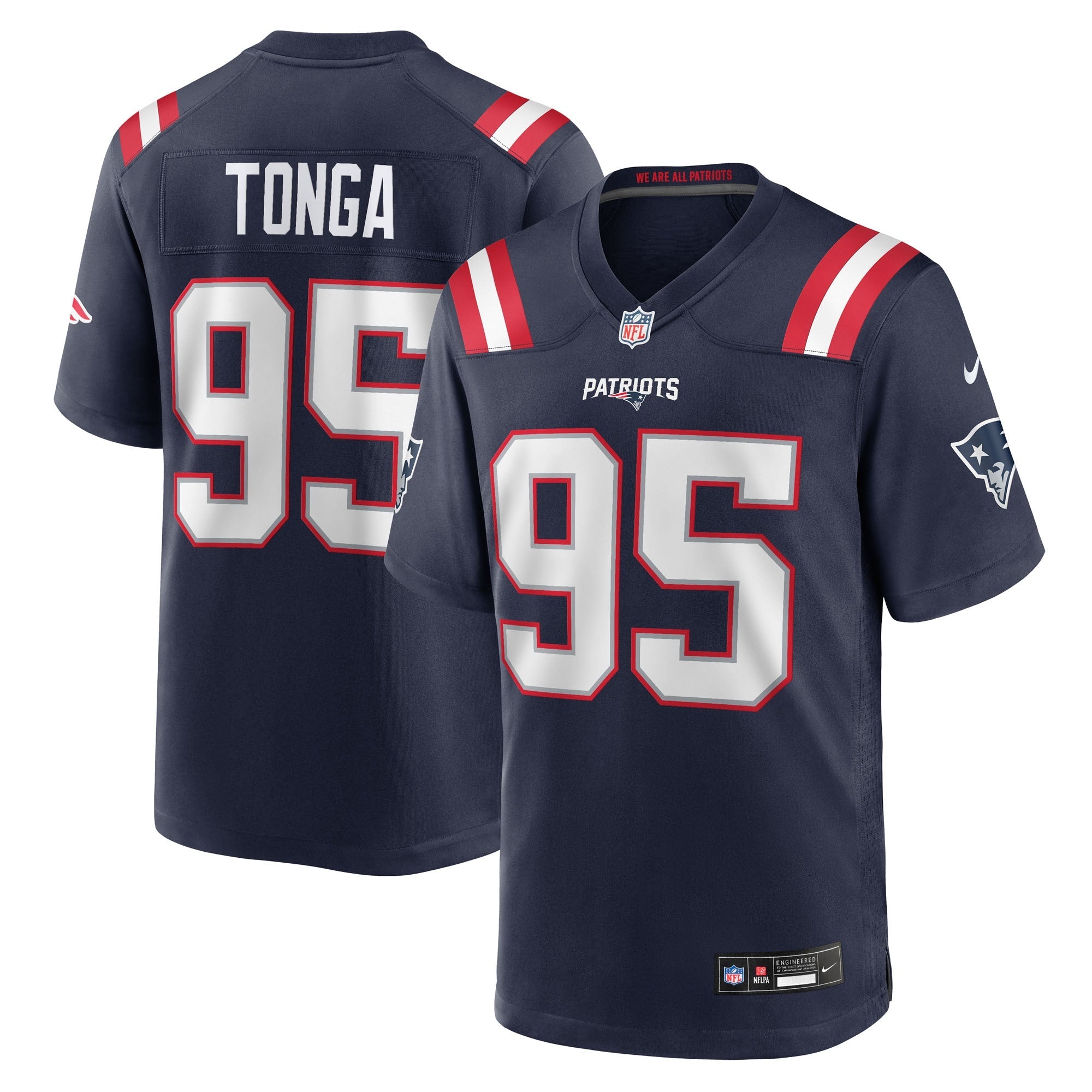 New England Patriots Khyiris Tonga Navy Team Game Jersey