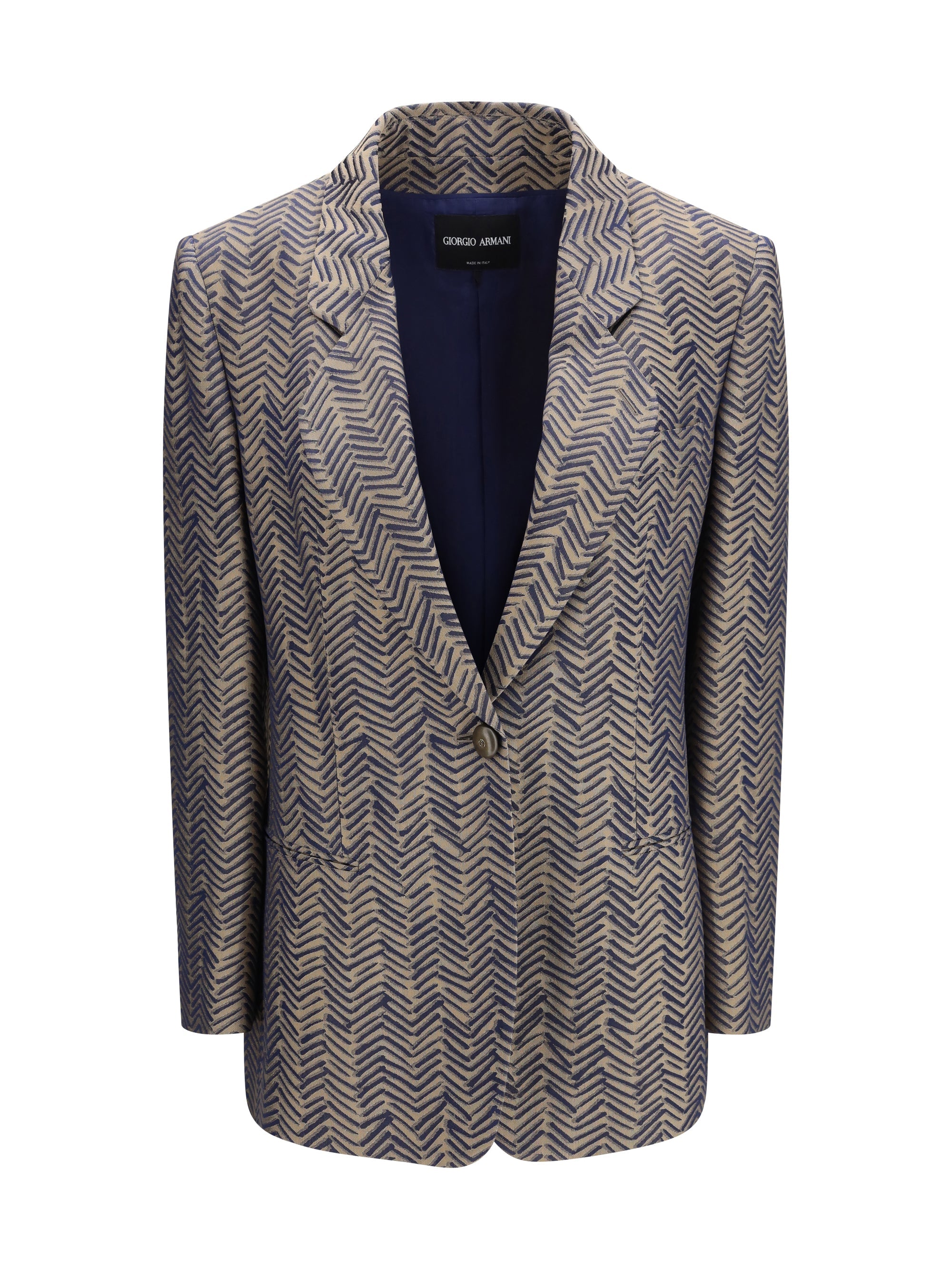 Giorgio Armani Women Single-Breasted Jacket Cchevron Jacquard Viscose