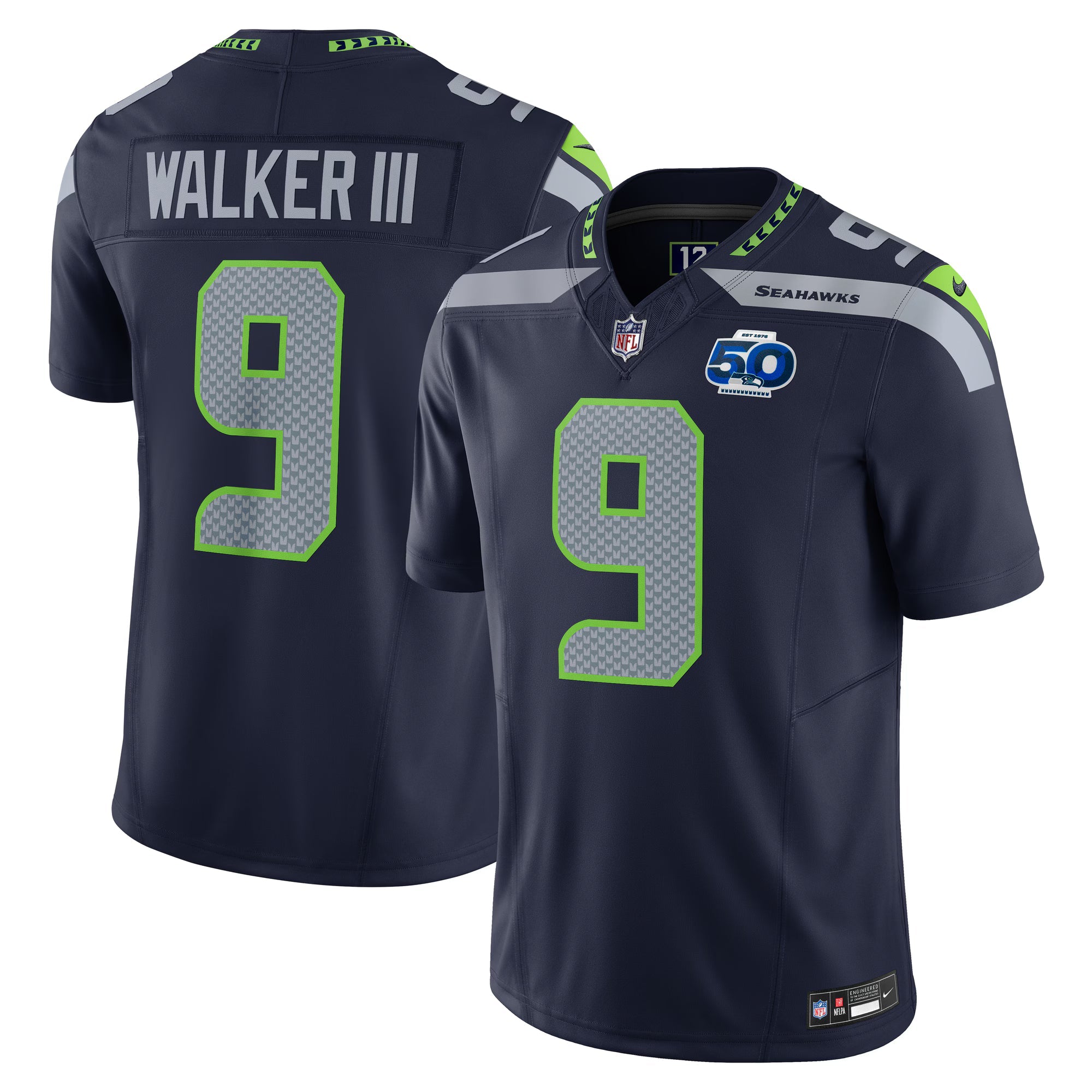 Seattle Seahawks Kenneth Walker III College Navy Team 50th Season Vapor F.U.S.E. Limited Jersey