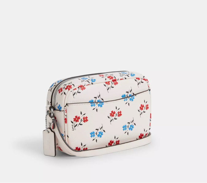 NWT Coach Mini Jamie Camera Crossbody Leather Bag Floral Print In Chalk Multi