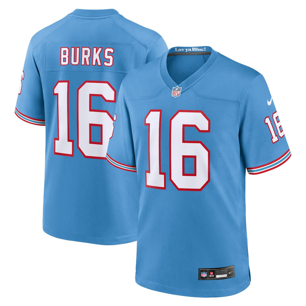Tennessee Titans Treylon Burks Light Blue Oilers Throwback Alternate Game Player Jersey