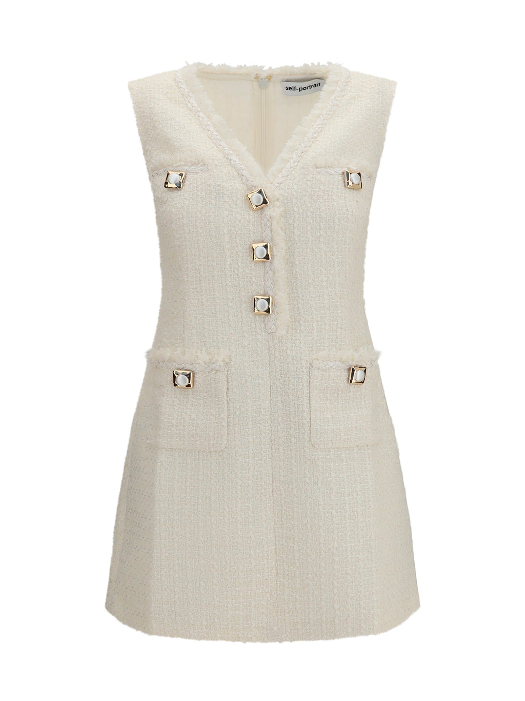 Self-Portrait Women Sleeveless Bouclé Mini Dress