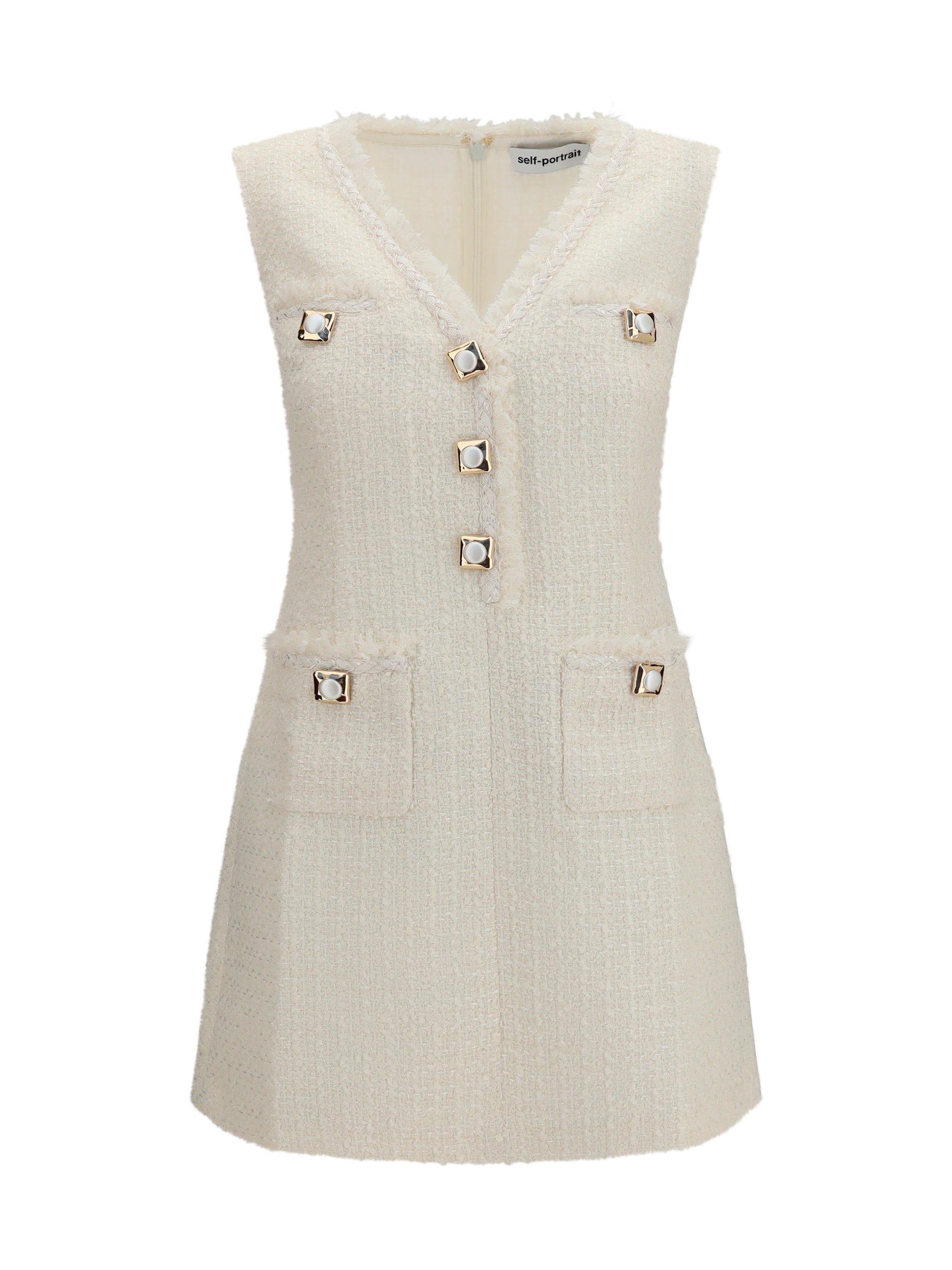 Self-Portrait Women Sleeveless Bouclé Mini Dress