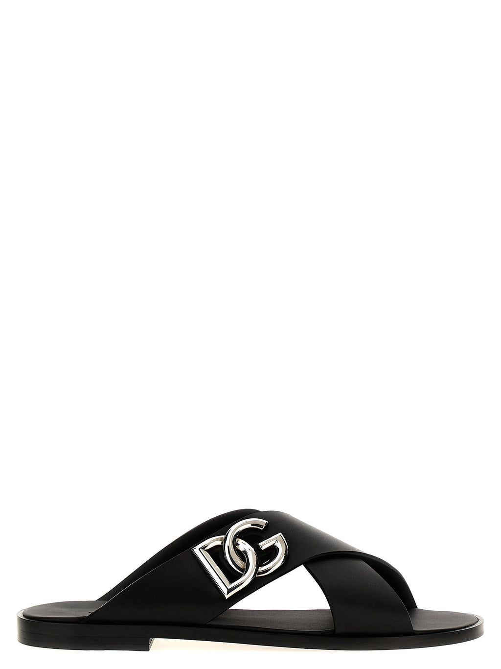 Dolce & Gabbana Men Logo Leather Sandals