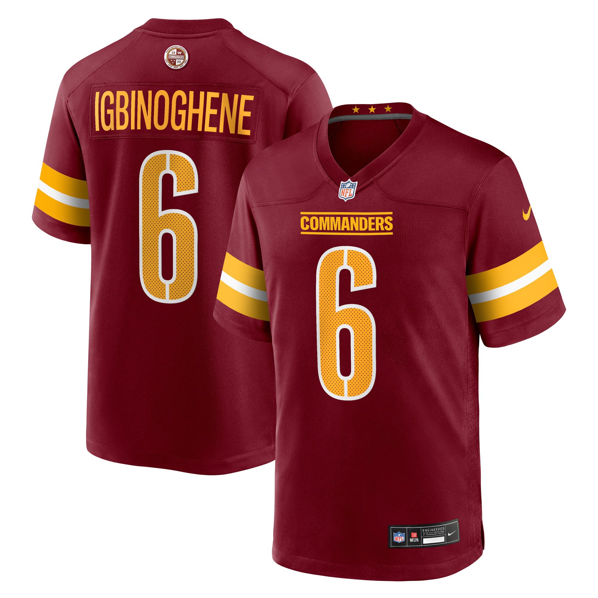 Washington Commanders Noah Igbinoghene Burgundy Team Game Jersey