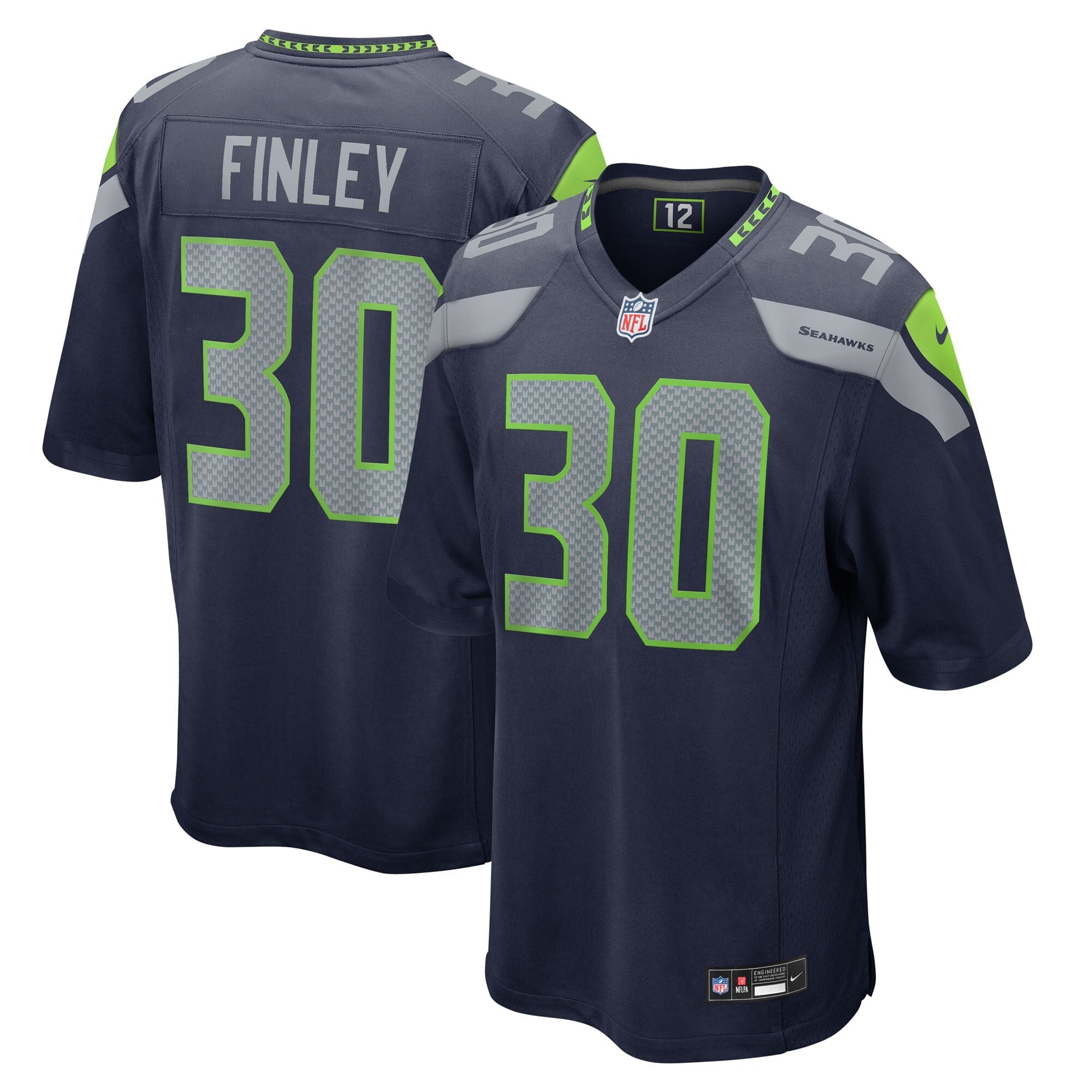 Seattle Seahawks AJ Finley College Navy Team Game Jersey
