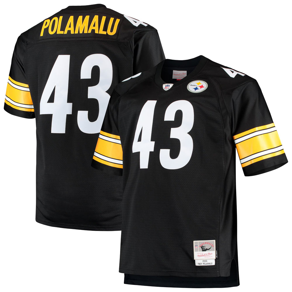 Pittsburgh Steelers Troy Polamalu Mitchell & Ness Black Big & Tall 2005 Retired Player Replica Jersey