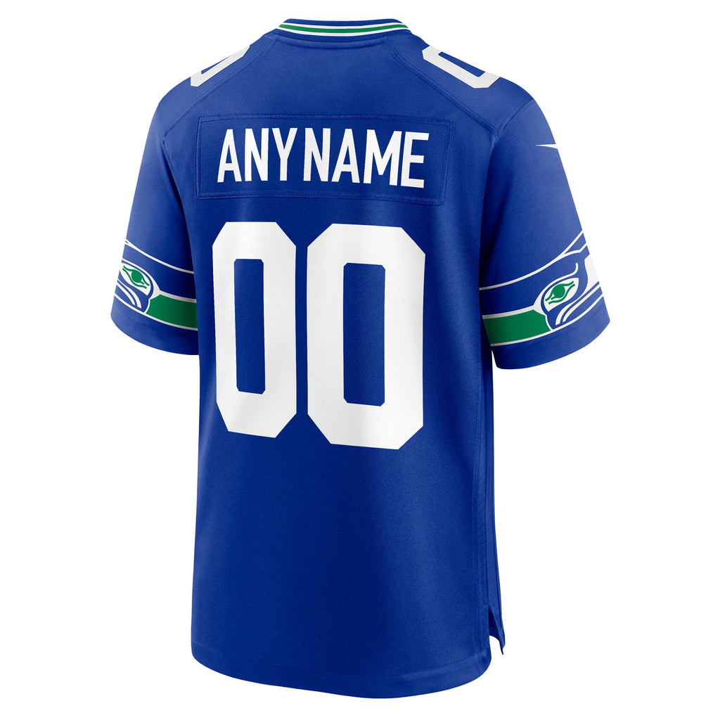 Seattle Seahawks Royal 50th Season Throwback Custom Game Jersey