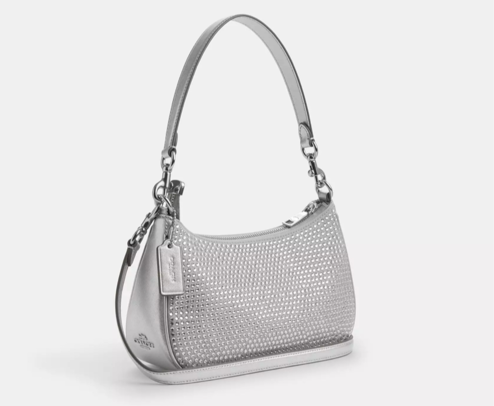 NWT Coach Teri Shoulder Bag With Crystal In Silver