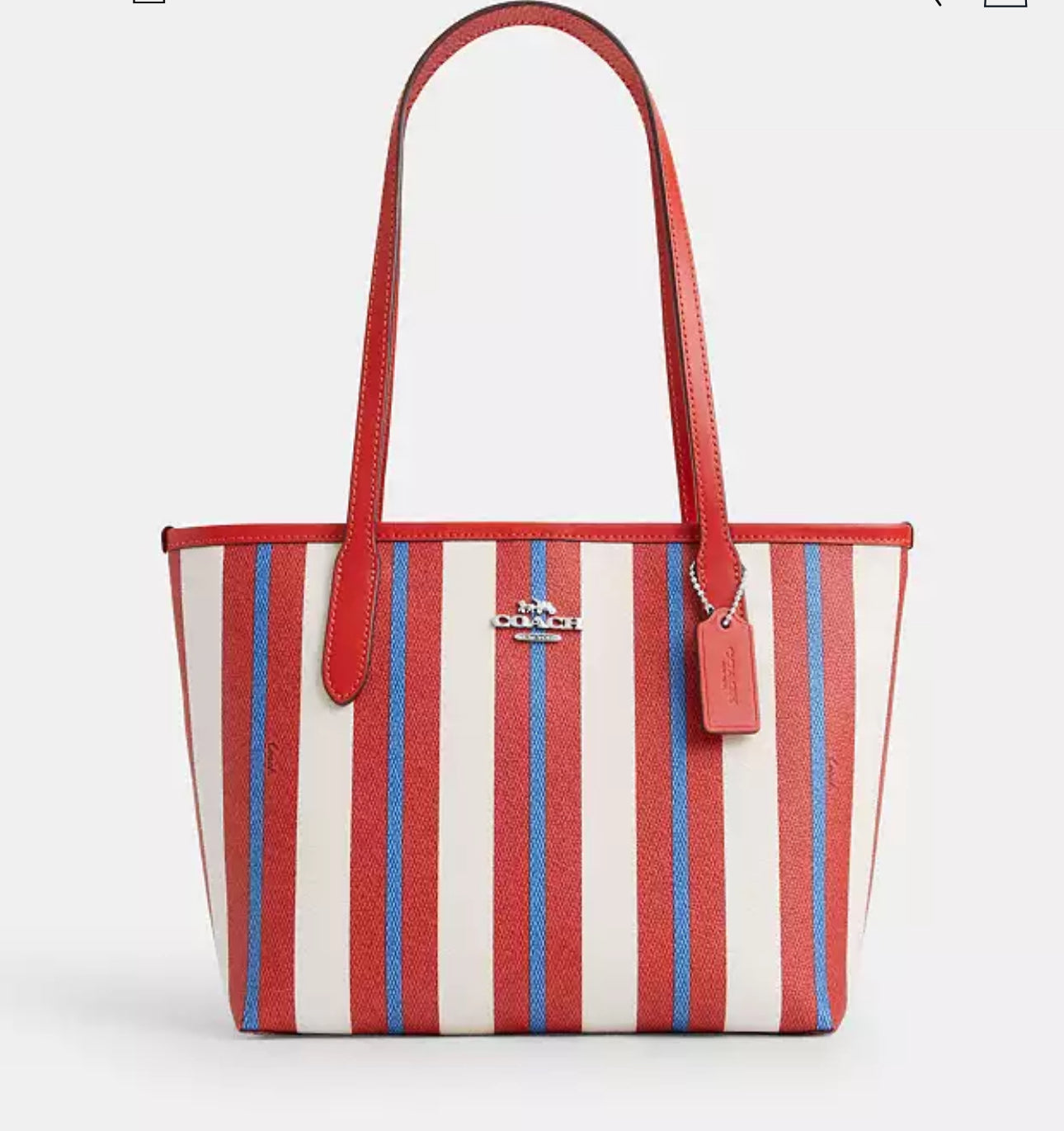 NWT Coach Small City Tote In Red/Chalk Multi