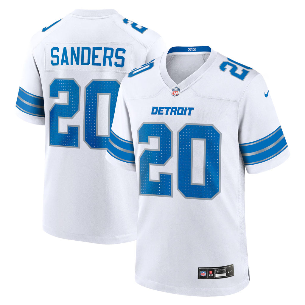 Detroit Lions Barry Sanders White Retired Player Game Jersey