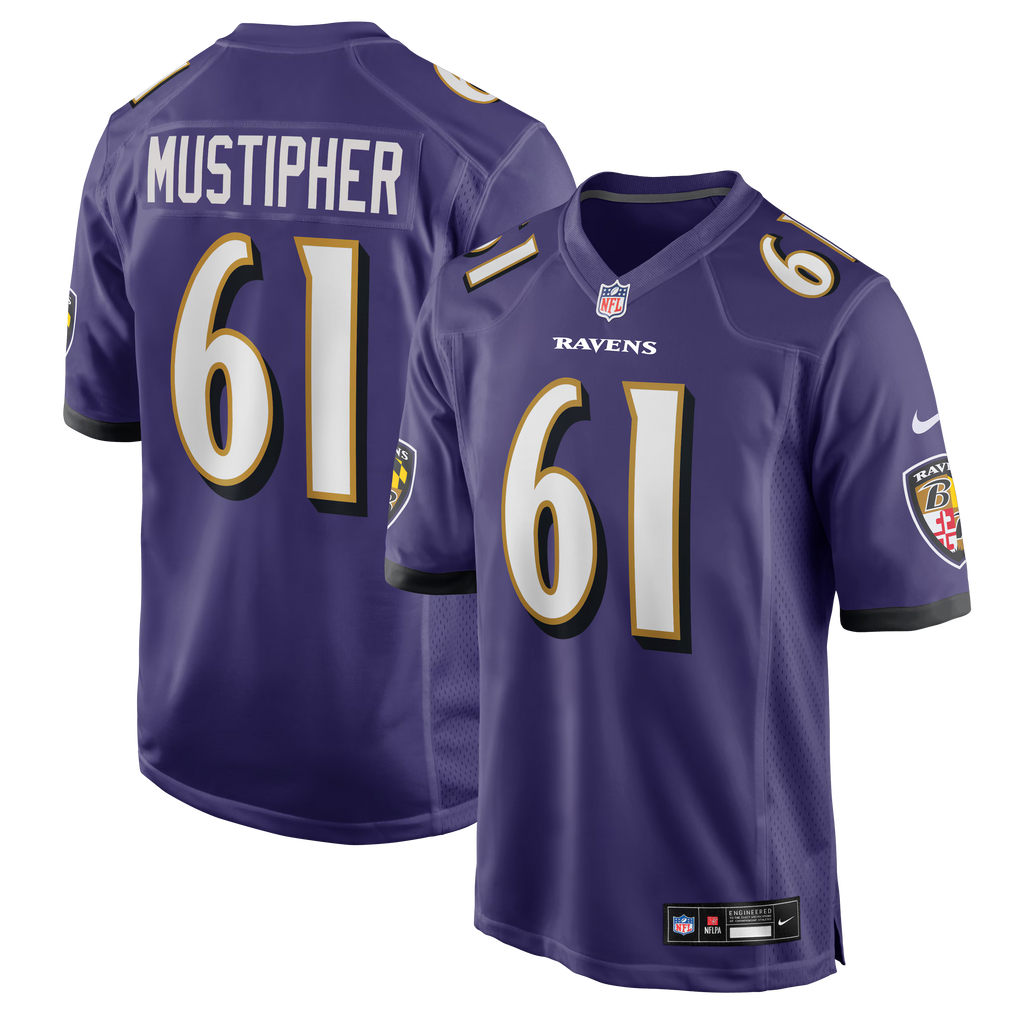 Baltimore Ravens Sam Mustipher Purple Team Game Jersey