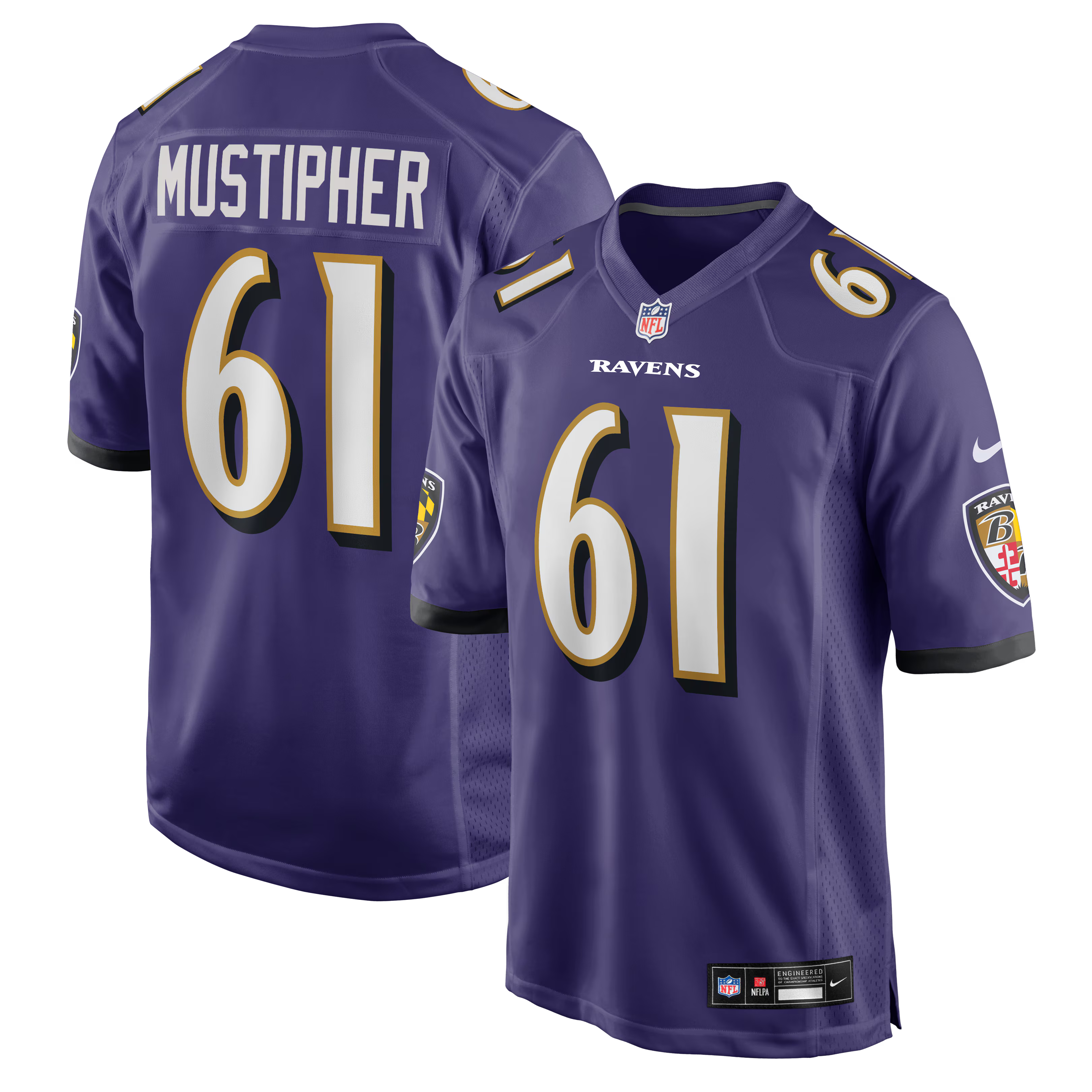 Baltimore Ravens Sam Mustipher Purple Team Game Jersey
