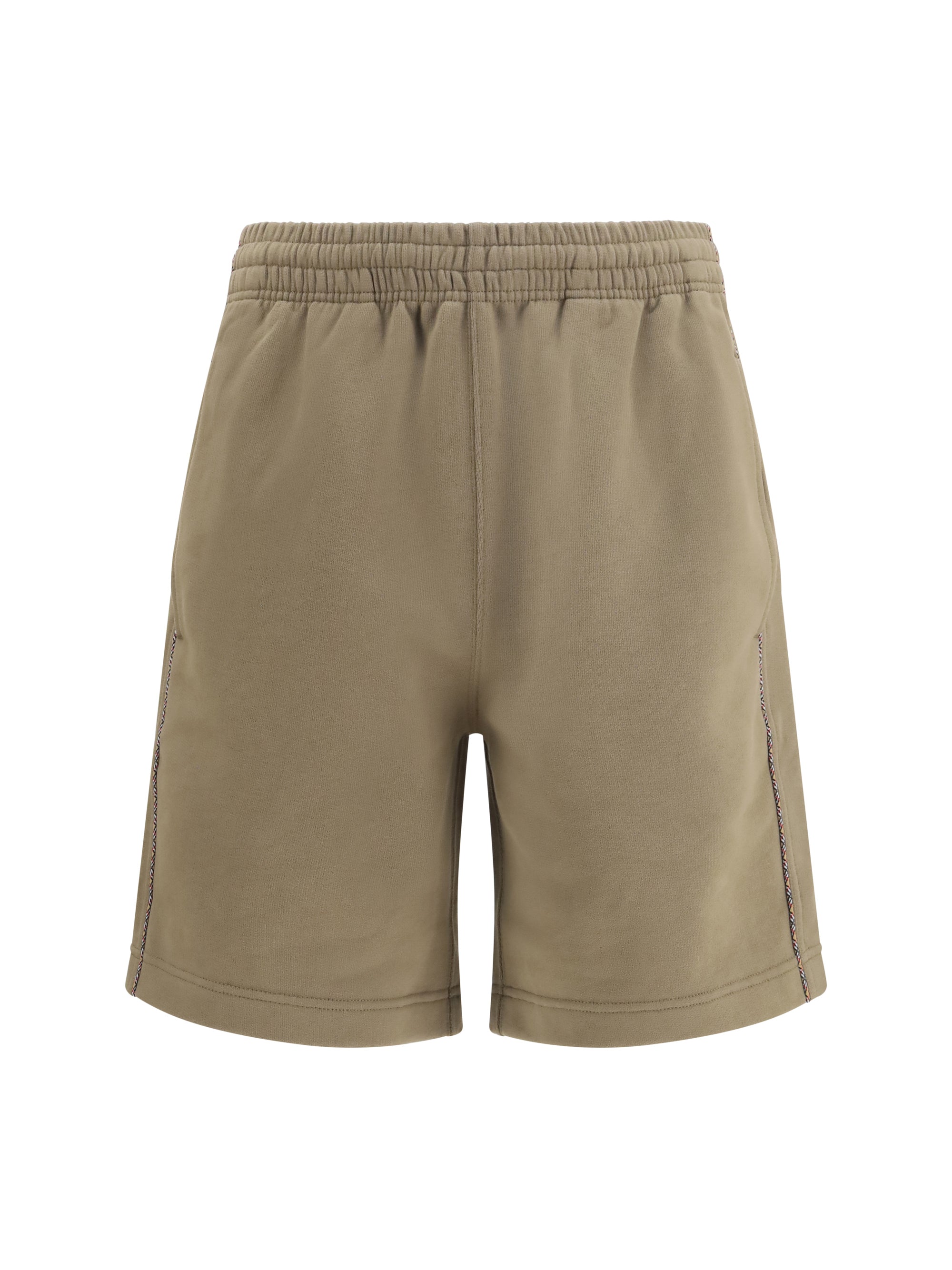 Burberry Men Cotton Shorts With Check Trims