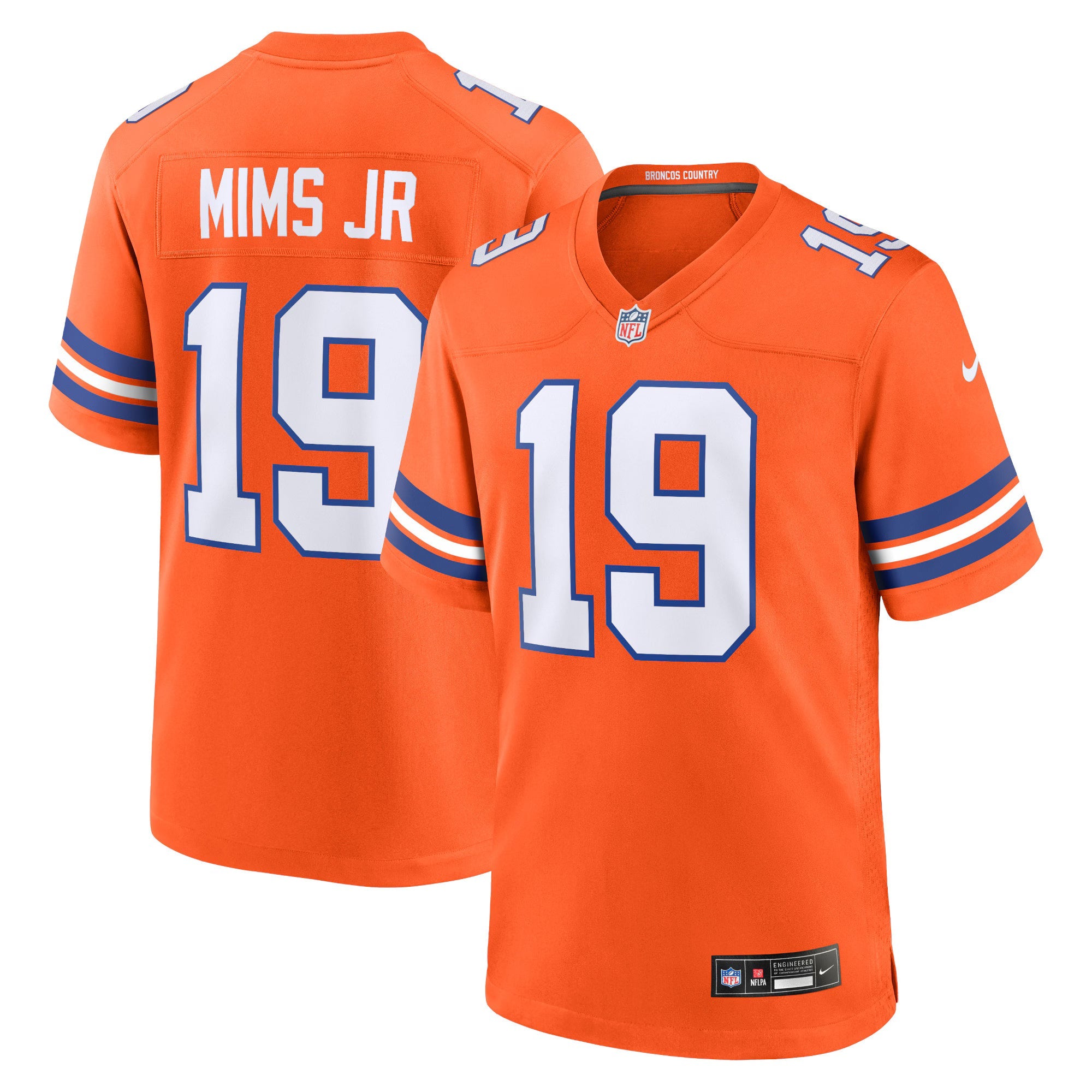 Denver Broncos Marvin Mims Jr Orange Mile High Collection 1977 Throwback Player Game Jersey
