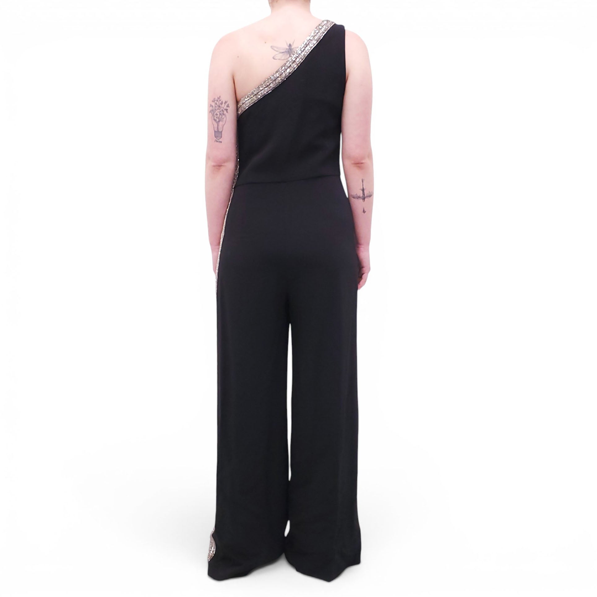 ADAM LIPPES BLACK CRYSTAL JUMPSUIT - SIZE M