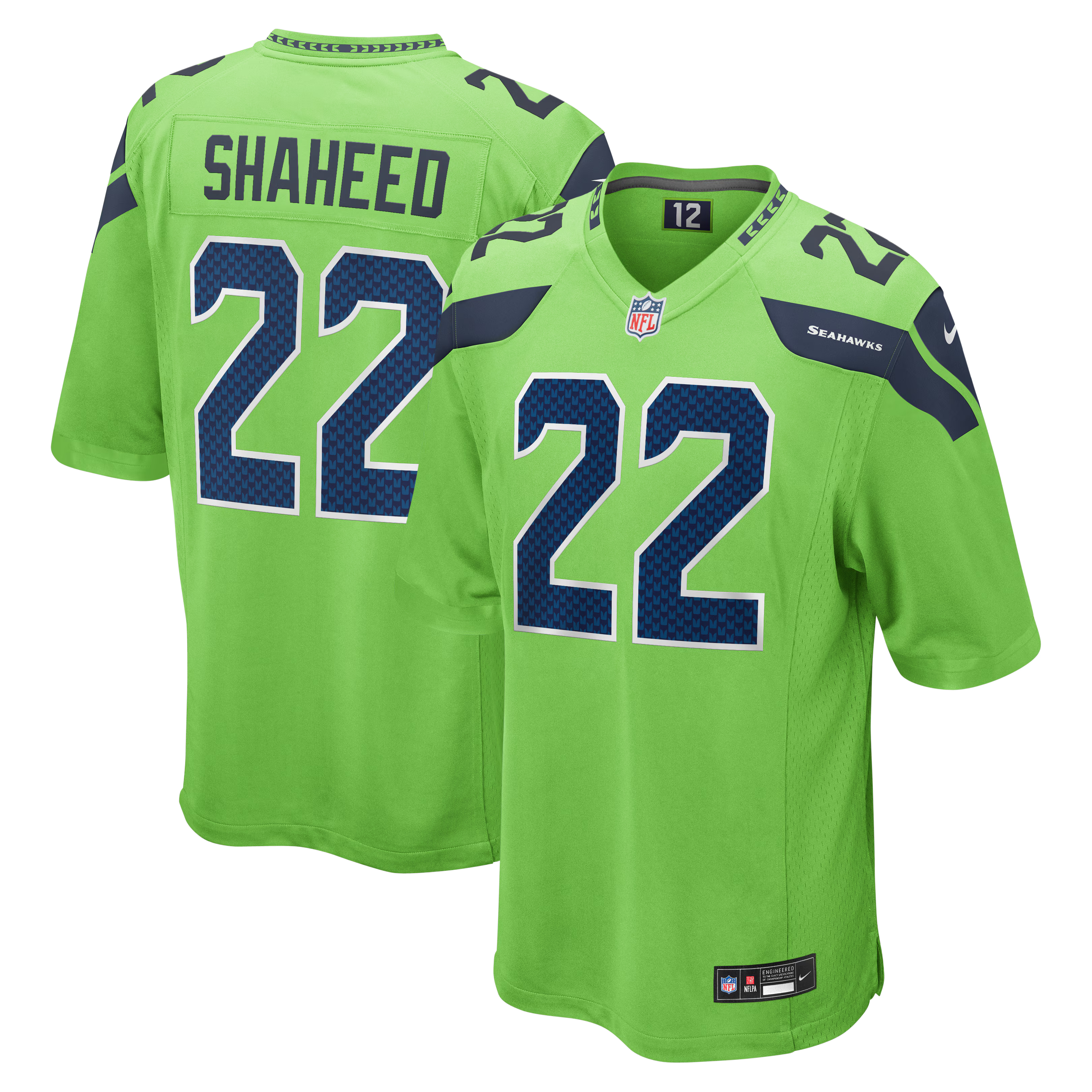 Seattle Seahawks Rashid Shaheed Neon Green Alternate 2 Game Jersey