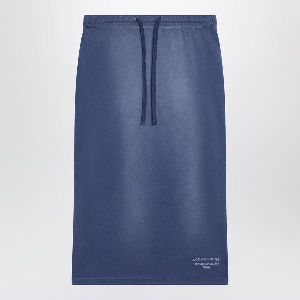 Acne Studios Navy Blue Cotton Skirt With A Splatter Effect Women