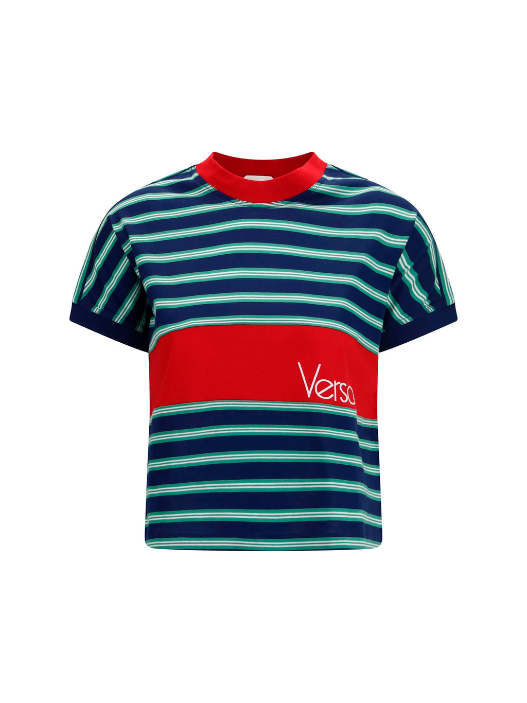 Versace Women Striped Cotton T-Shirt