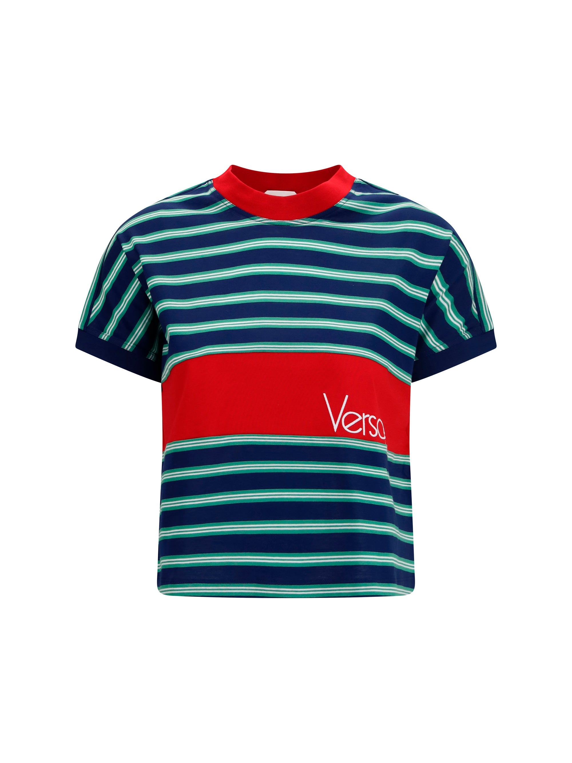 Versace Women Striped Cotton T-Shirt