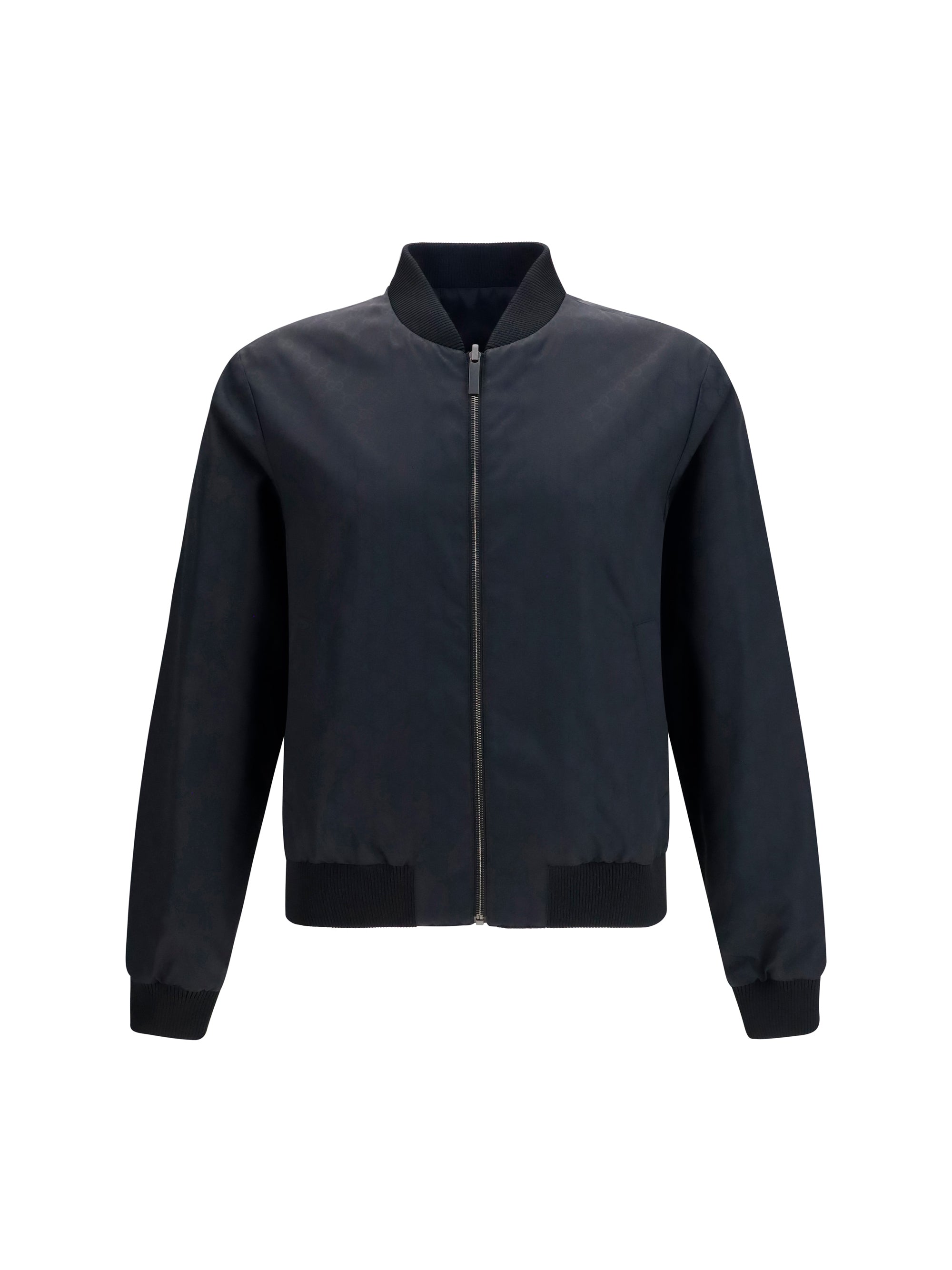 Gucci Men Reversible Zip Jacket In Lightweight Silk Faille