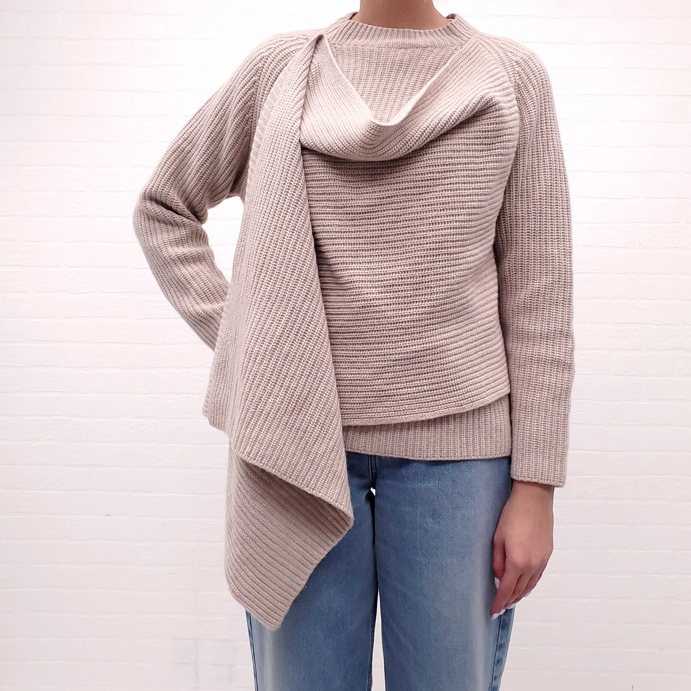 AGNONA KNIT SWEATER WITH REMOVABLE SHAWL - SIZE XS