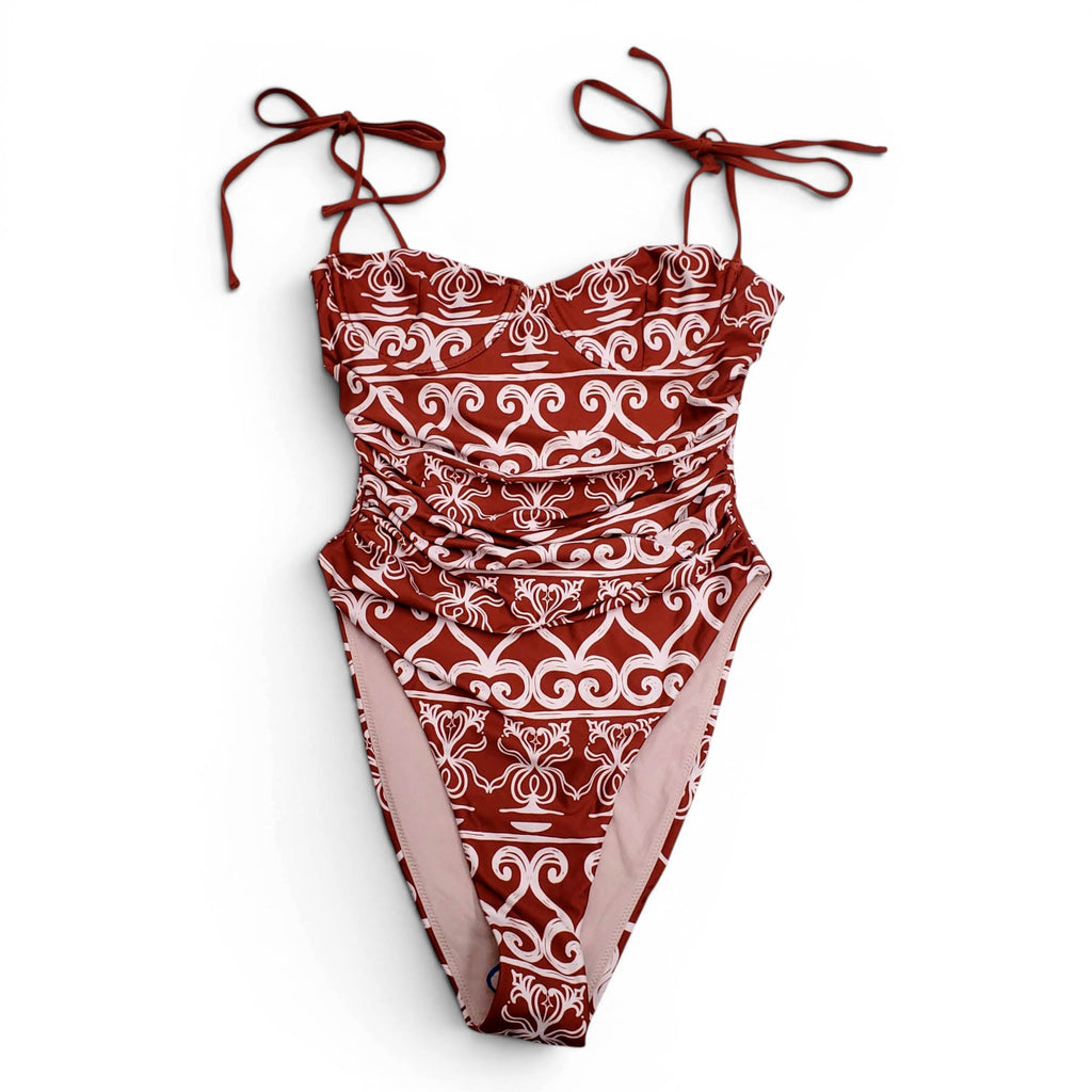AGUA BENDITA TERRACOTTA PATTERNED ONE-PIECE SWIMSUIT - SIZE XS