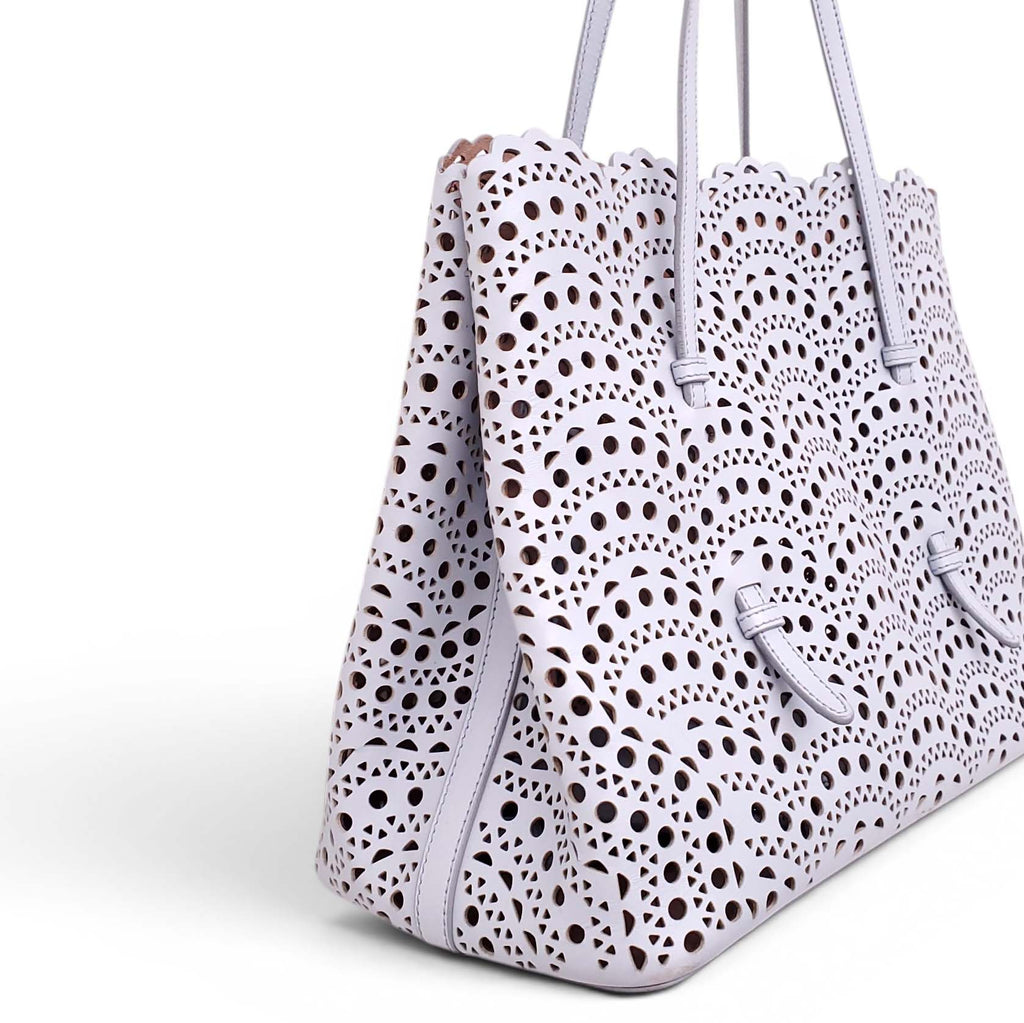 ALAÏA BABY BLUE MINA 32 TOTE BAG