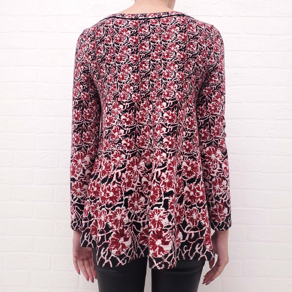 ALAÏA BLACK, RED AND CREAM PATTERNED TOP - SIZE 36