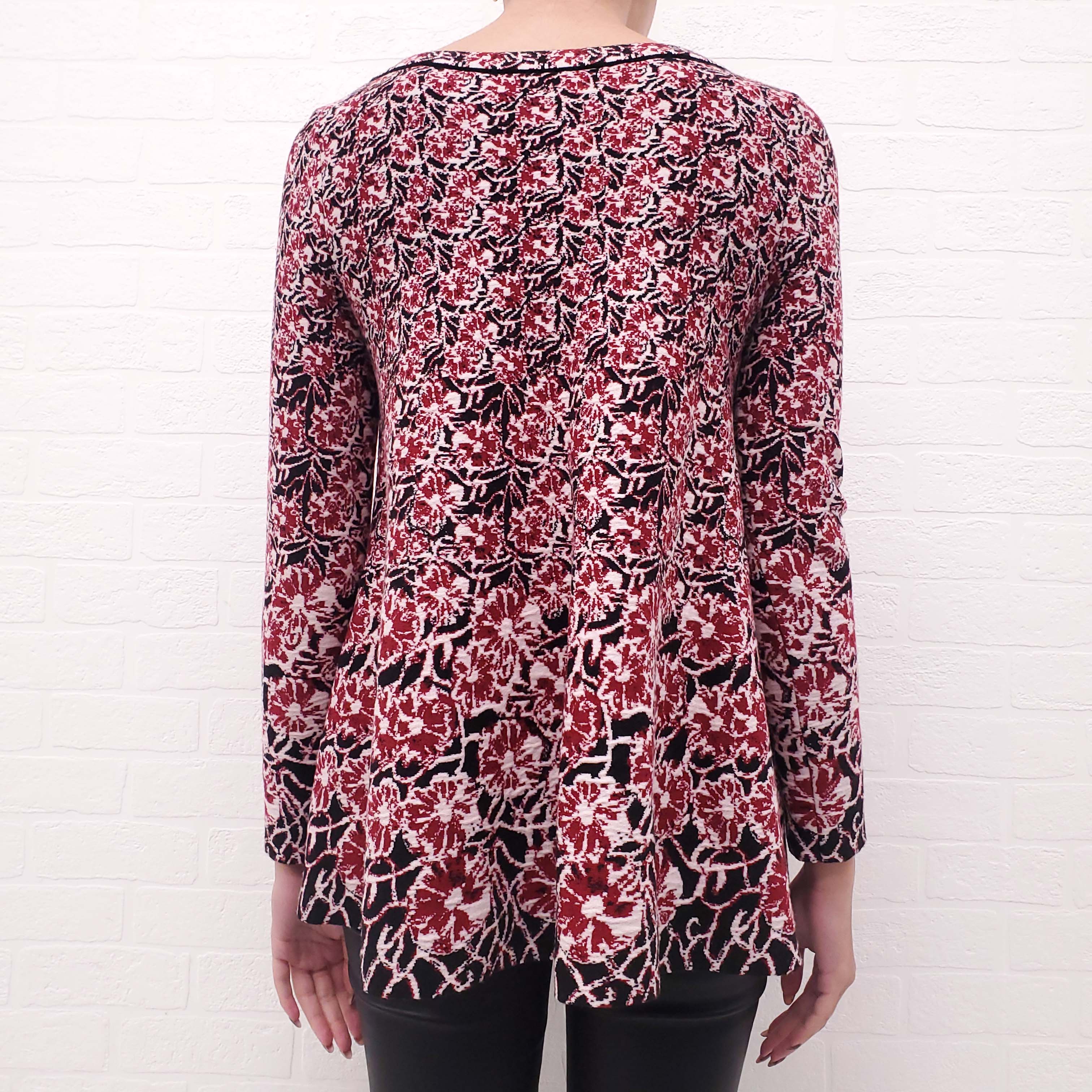 ALAÏA BLACK, RED AND CREAM PATTERNED TOP - SIZE 36