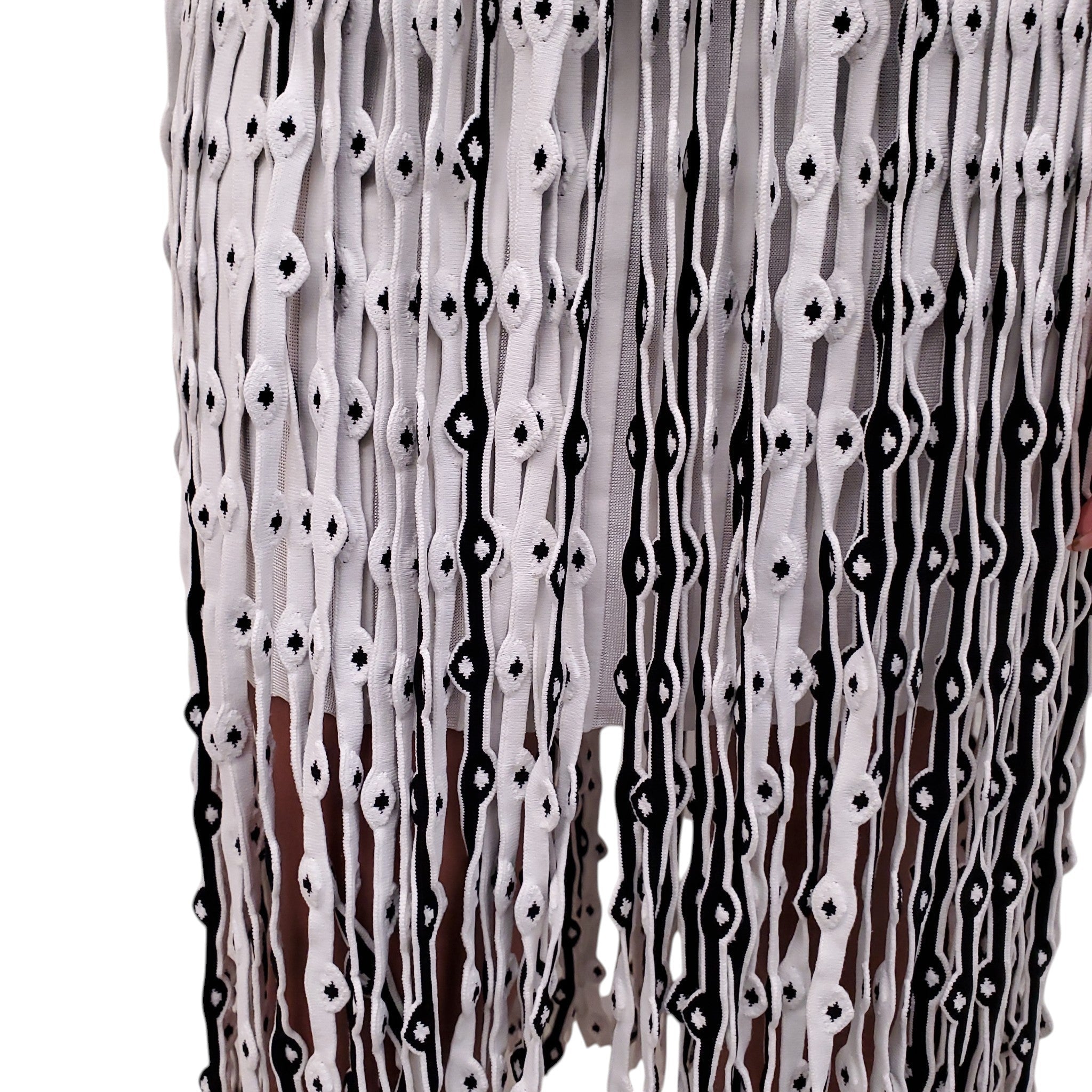 ALAÏA WHITE KNIT FRINGE DRESS - SIZE 40