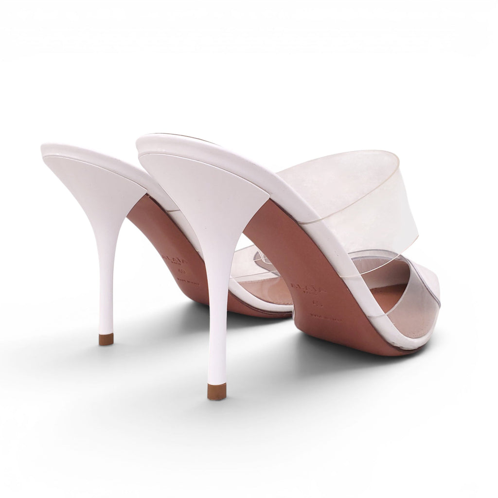 ALAÏA WHITE PATENT AND LUCITE 'COEUR' PUMPS - SIZE 40