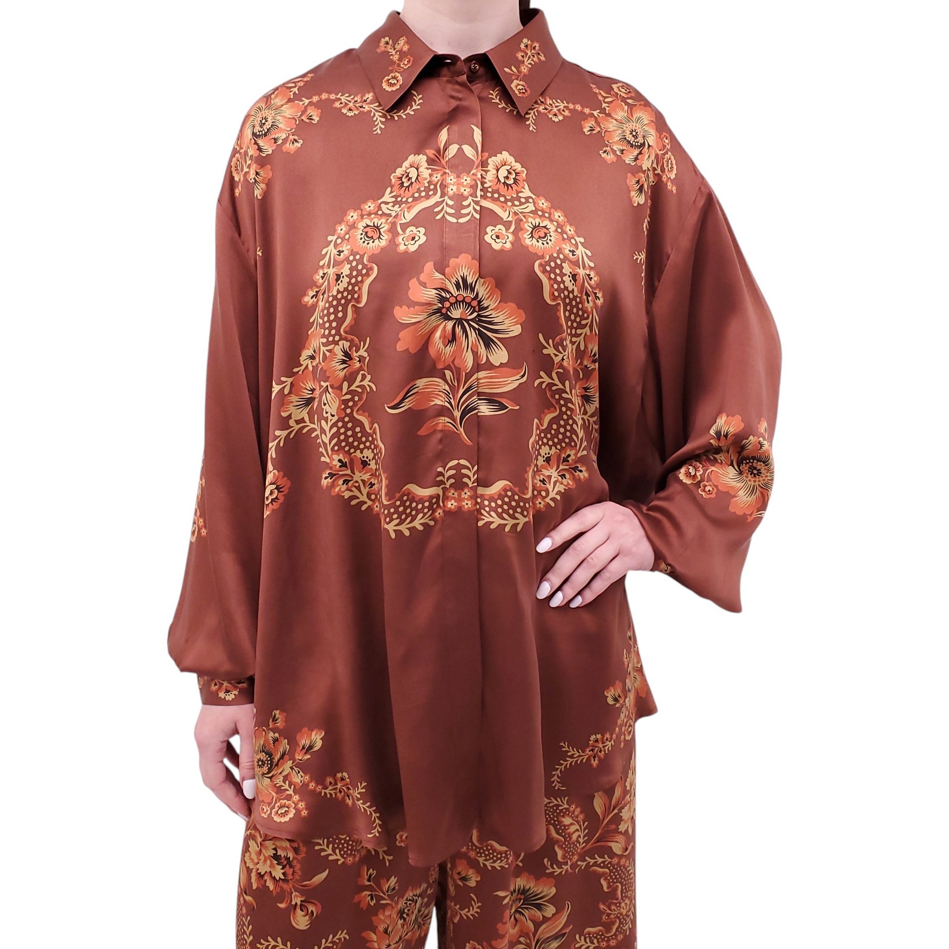 ALEMAIS COPPER FLORAL SILK SET - SIZE 12