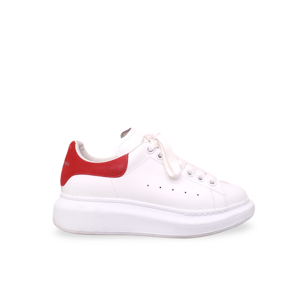 ALEXANDER MCQUEEN WHITE SNEAKERS WITH RED HEEL - SIZE 35.5