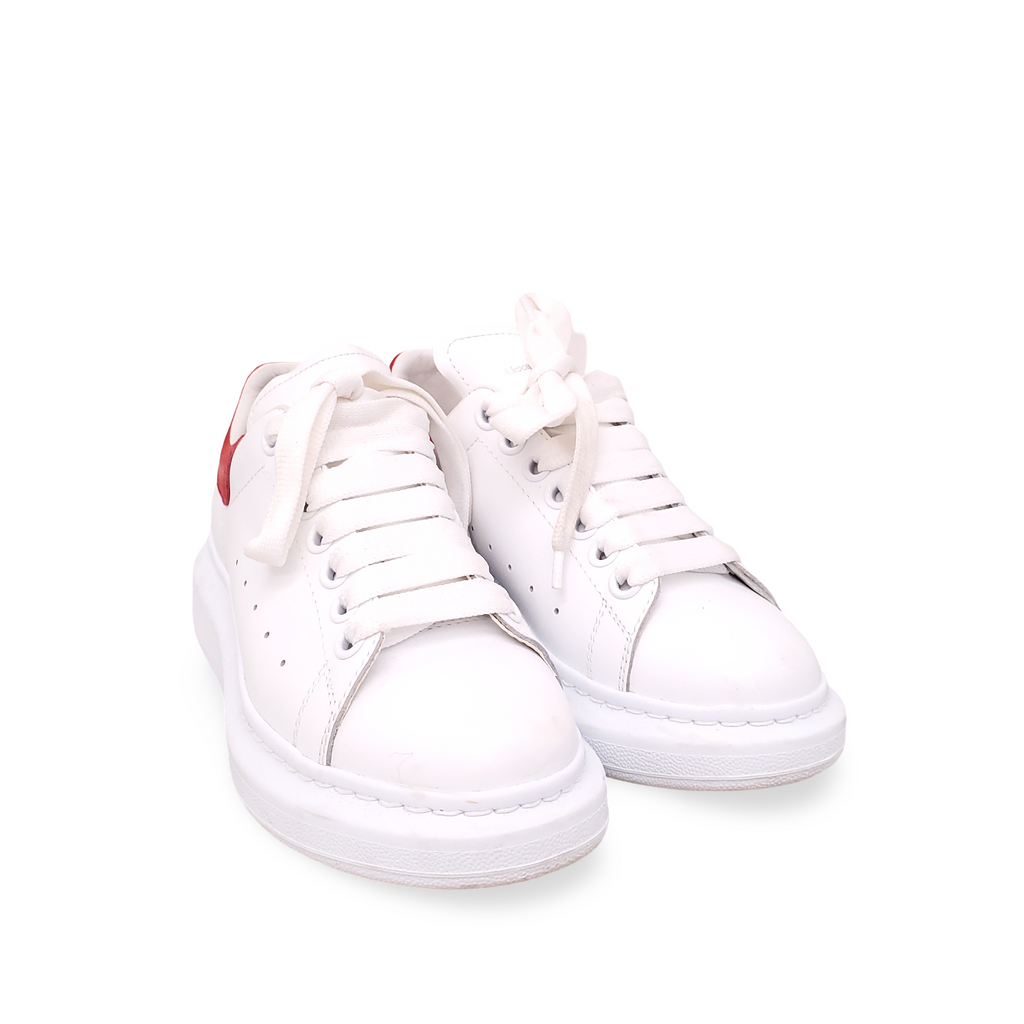 ALEXANDER MCQUEEN WHITE SNEAKERS WITH RED HEEL - SIZE 35.5