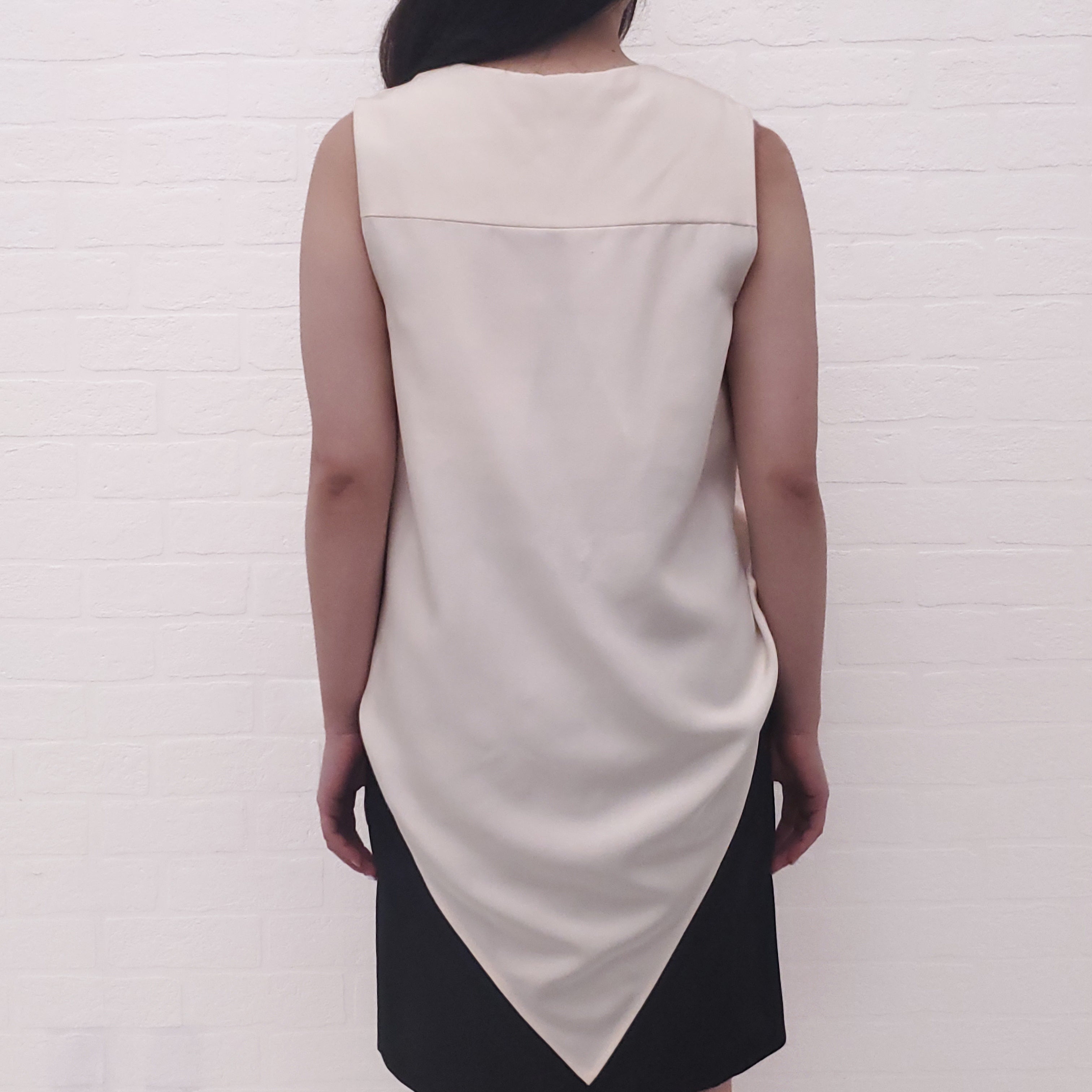 ALEXANDER WANG BLACK AND CREAM DRAPED DRESS - SIZE 6