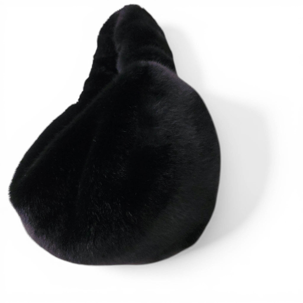 ALEXANDERWANG BLACK FAUX FUR MINI BAG WITH CRYSTAL LOGO DETAIL