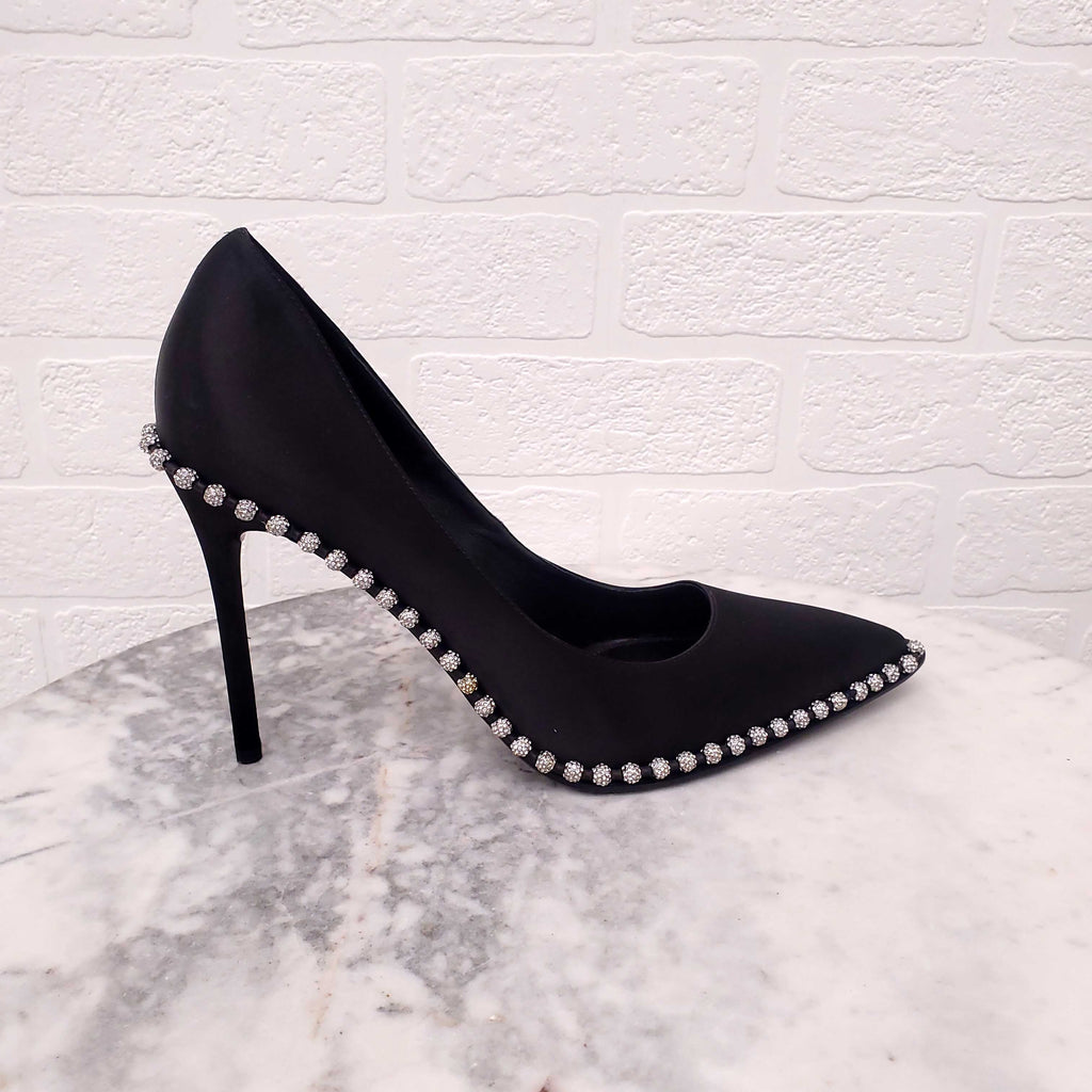 ALEXANDER WANG BLACK HEELS WITH CRYSTAL BALLS - SIZE 41